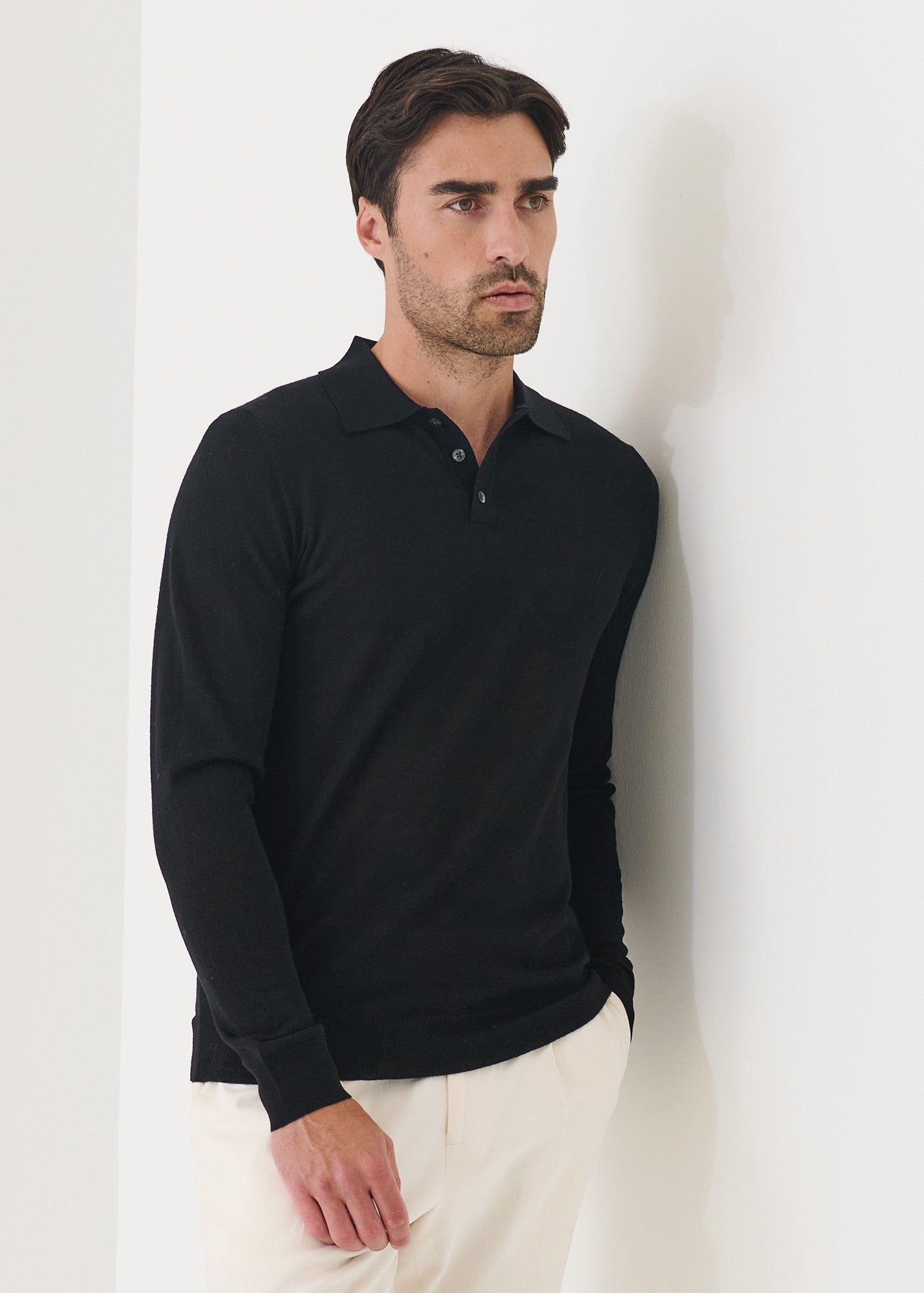 Extra-Fine Merino Button Polo - PATRICK ASSARAF
