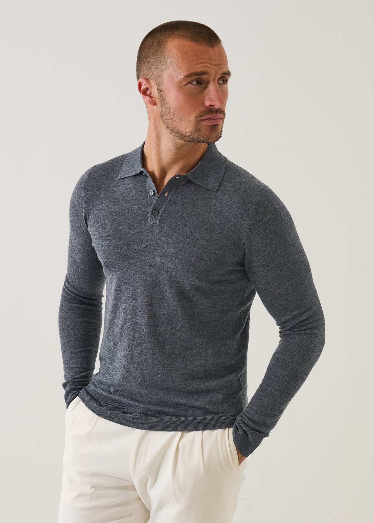 Extra-Fine Merino Button Polo - PATRICK ASSARAF