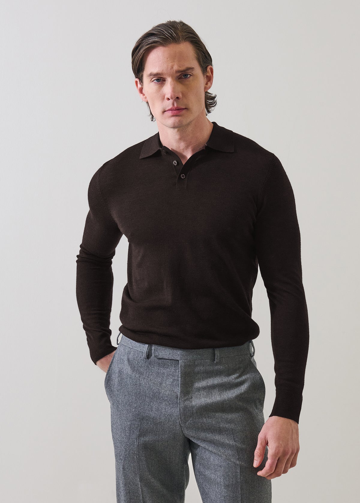 Extra-Fine Merino Button Polo - PATRICK ASSARAF