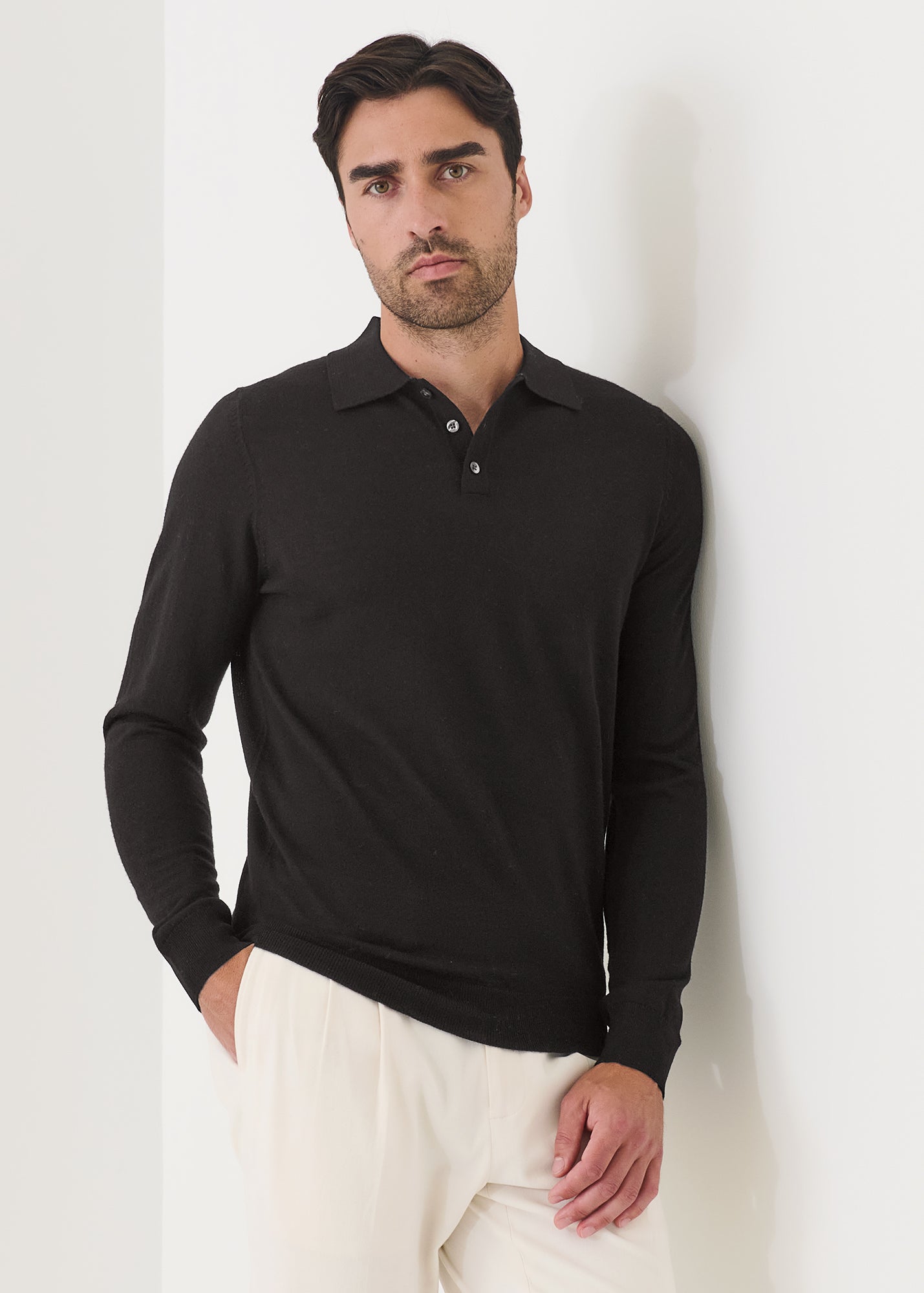 Extra-Fine Merino Button Polo - PATRICK ASSARAF