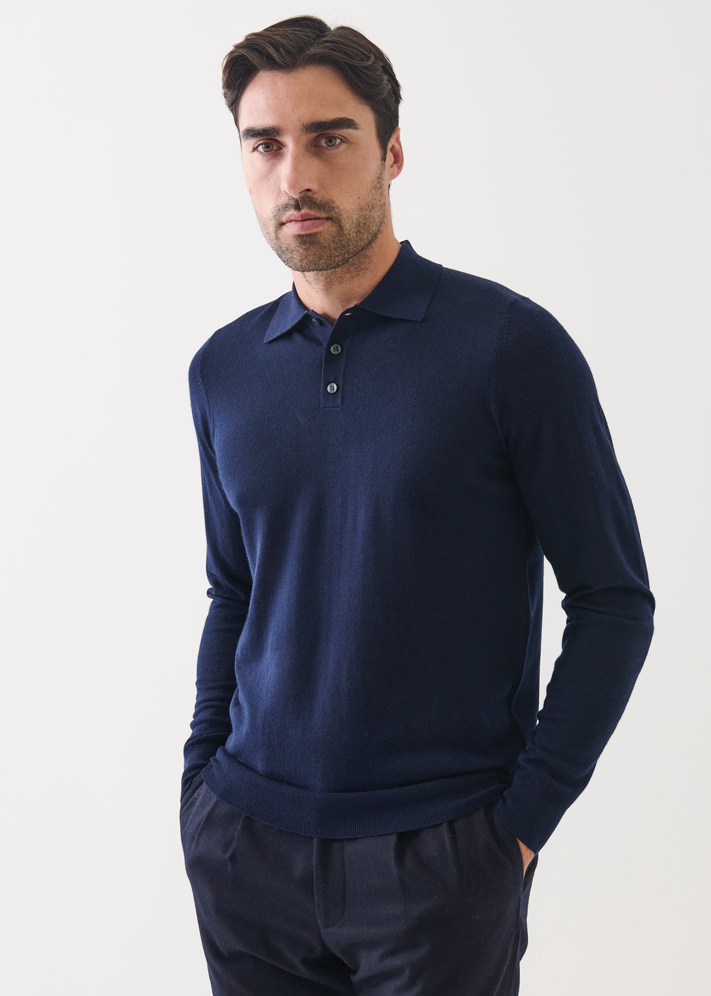 Extra-Fine Merino Button Polo - PATRICK ASSARAF