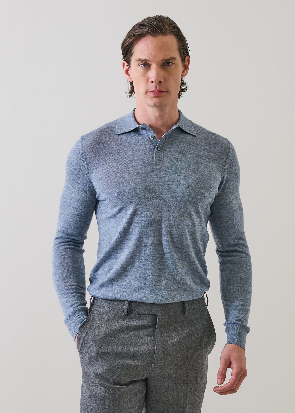Extra-Fine Merino Button Polo - PATRICK ASSARAF