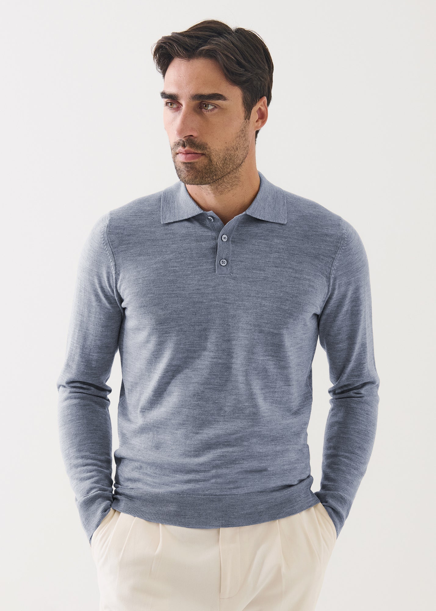 Extra-Fine Merino Button Polo - PATRICK ASSARAF