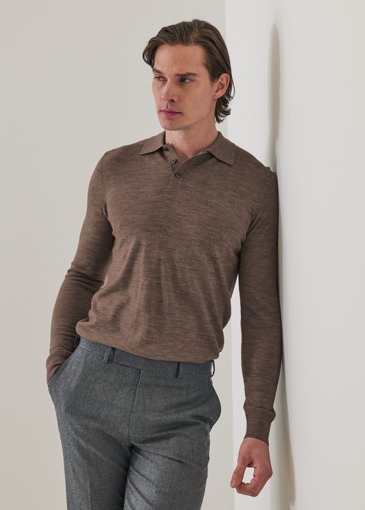 Extra-Fine Merino Button Polo - PATRICK ASSARAF