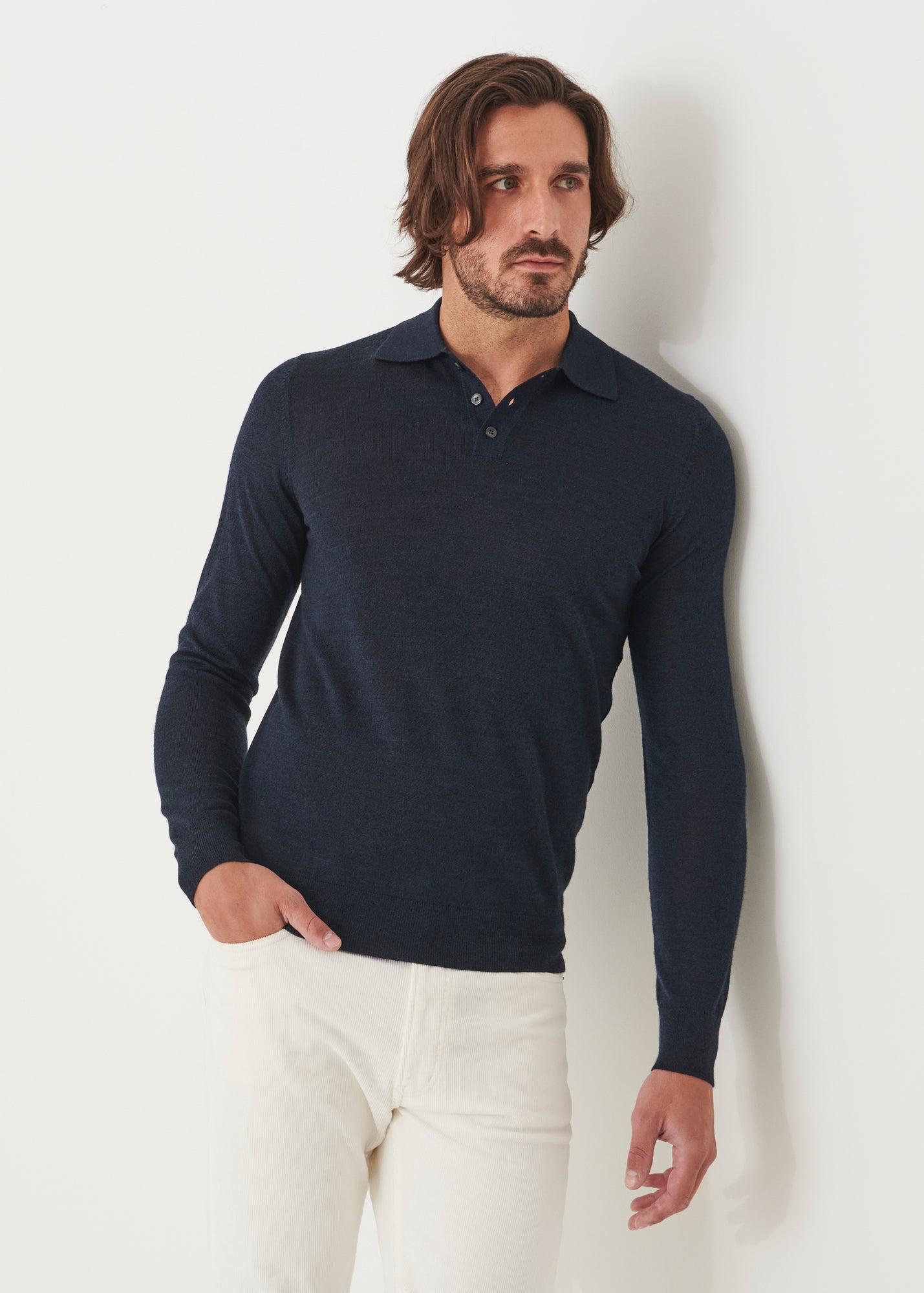 Extra-Fine Merino Button Polo