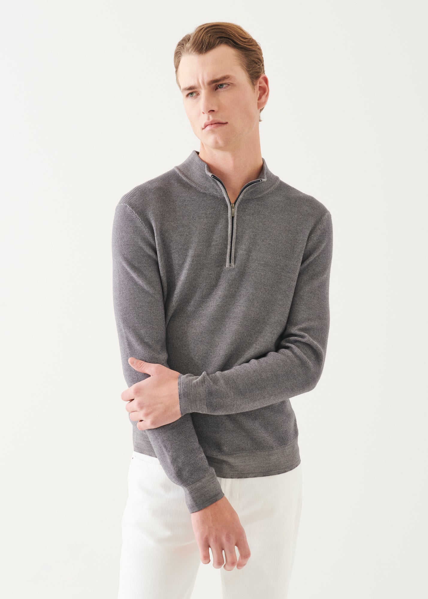 Extra-Fine Merino Textured Quarter Zip