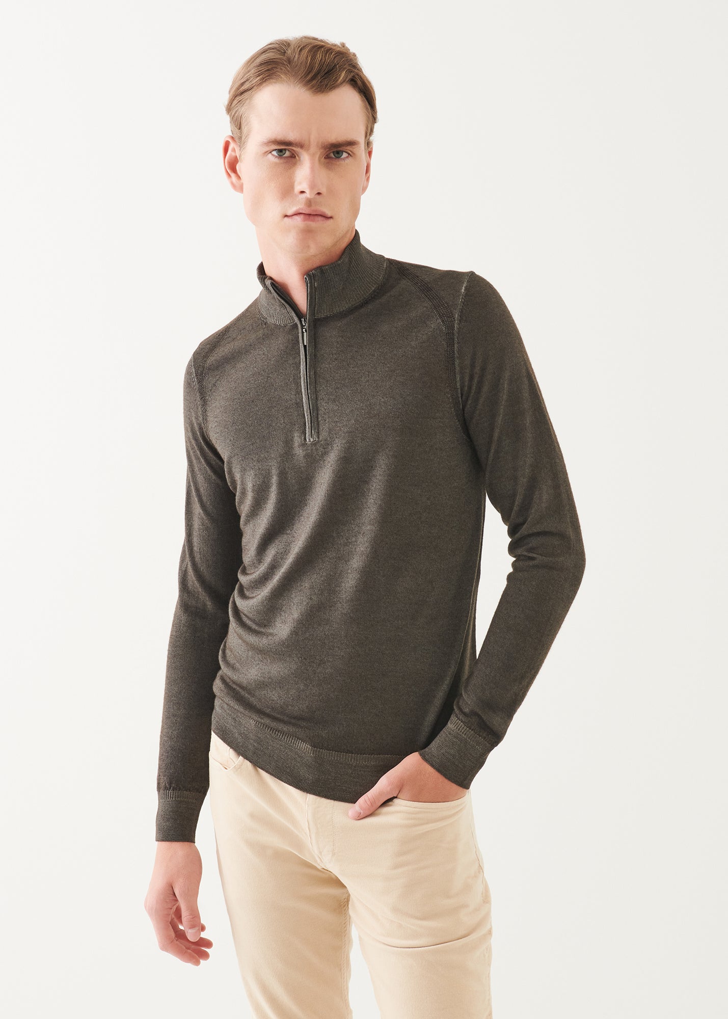 Extra-Fine Merino Vintage Quarter Zip - PATRICK ASSARAF