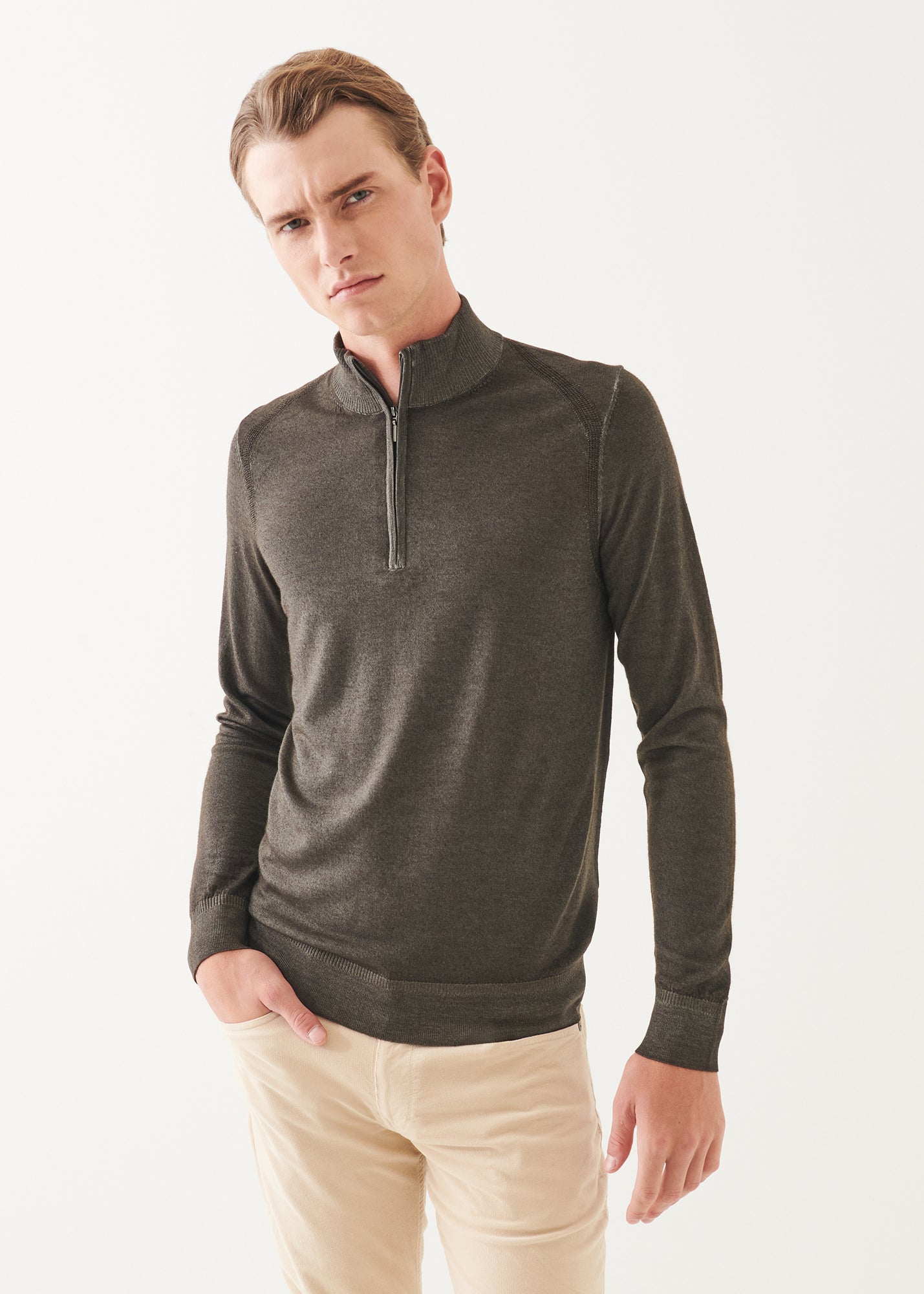 Extra-Fine Merino Vintage Quarter Zip - PATRICK ASSARAF