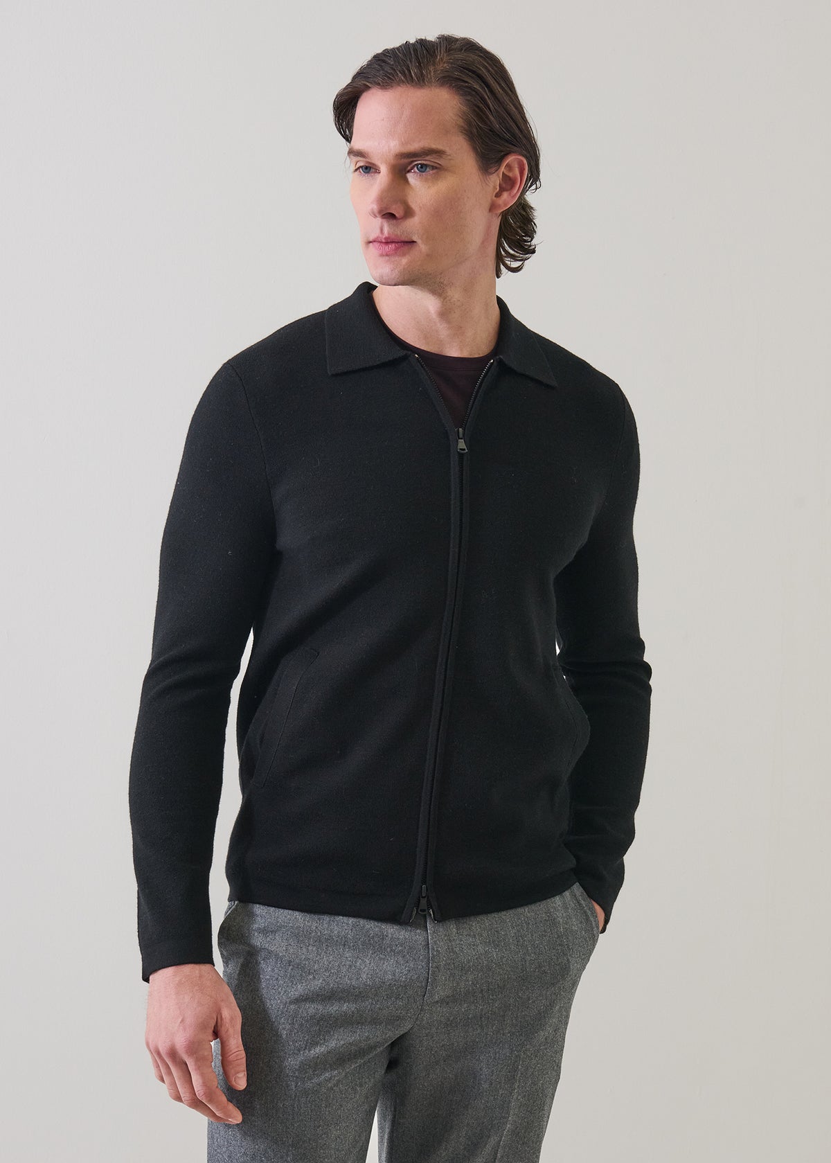 Extra-Fine Merino Half Milano Full Zip Shirt - PATRICK ASSARAF