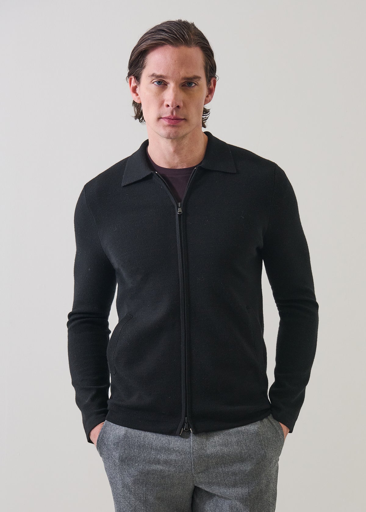 Extra-Fine Merino Half Milano Full Zip Shirt - PATRICK ASSARAF