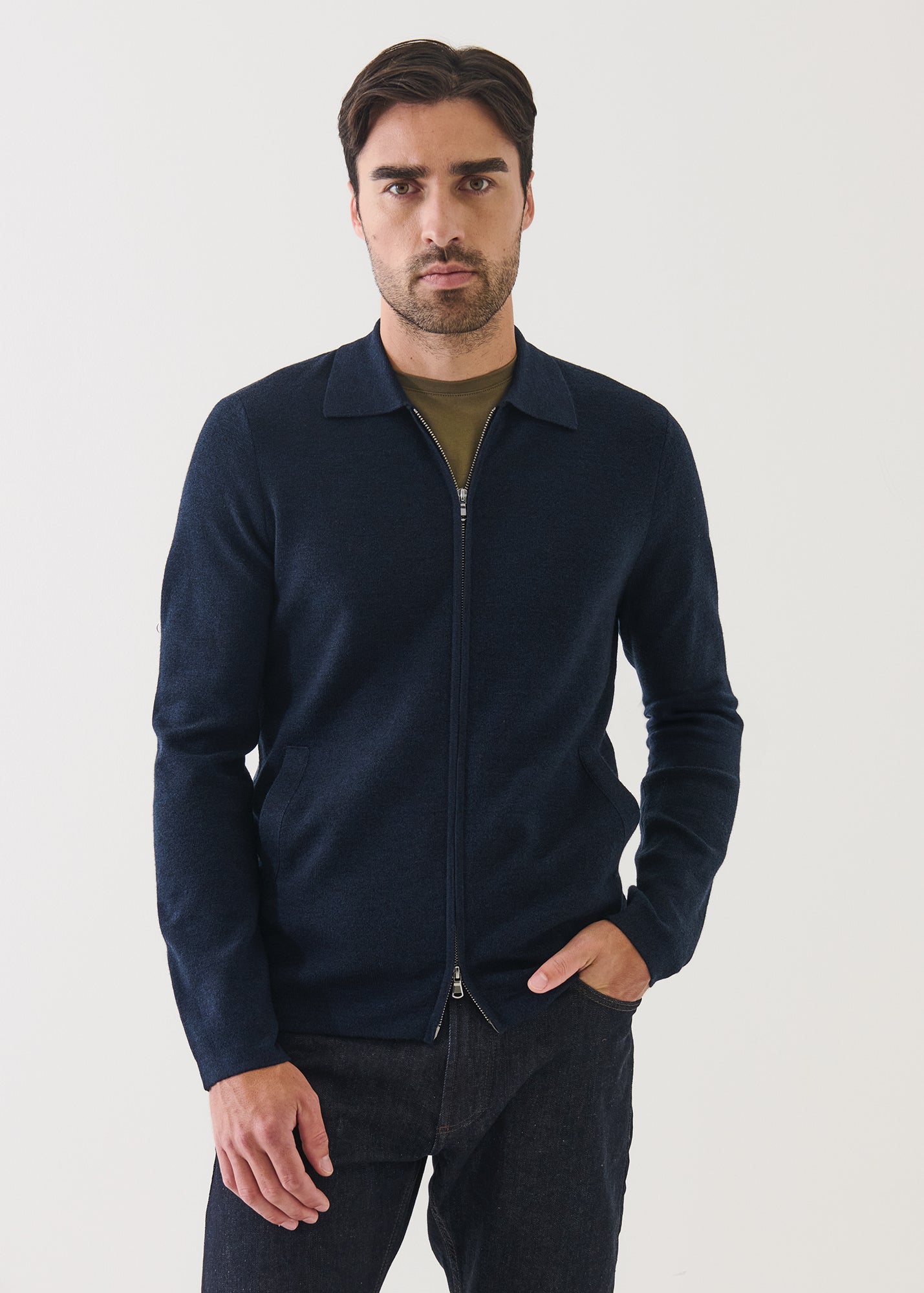 Extra-Fine Merino Half Milano Full Zip Shirt - PATRICK ASSARAF