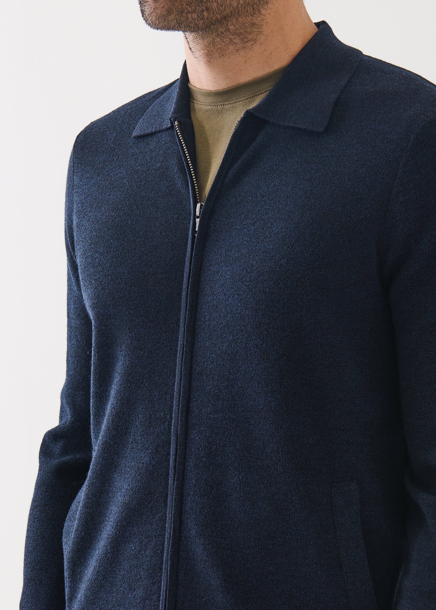 Extra-Fine Merino Half Milano Full Zip Shirt - PATRICK ASSARAF