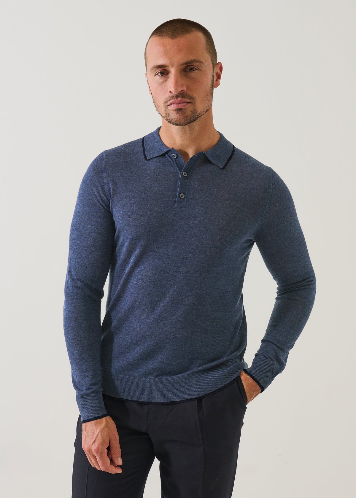 Superfine Merino Button Polo - PATRICK ASSARAF