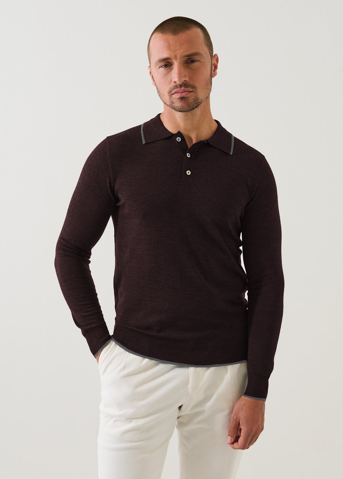 Superfine Merino Button Polo - PATRICK ASSARAF