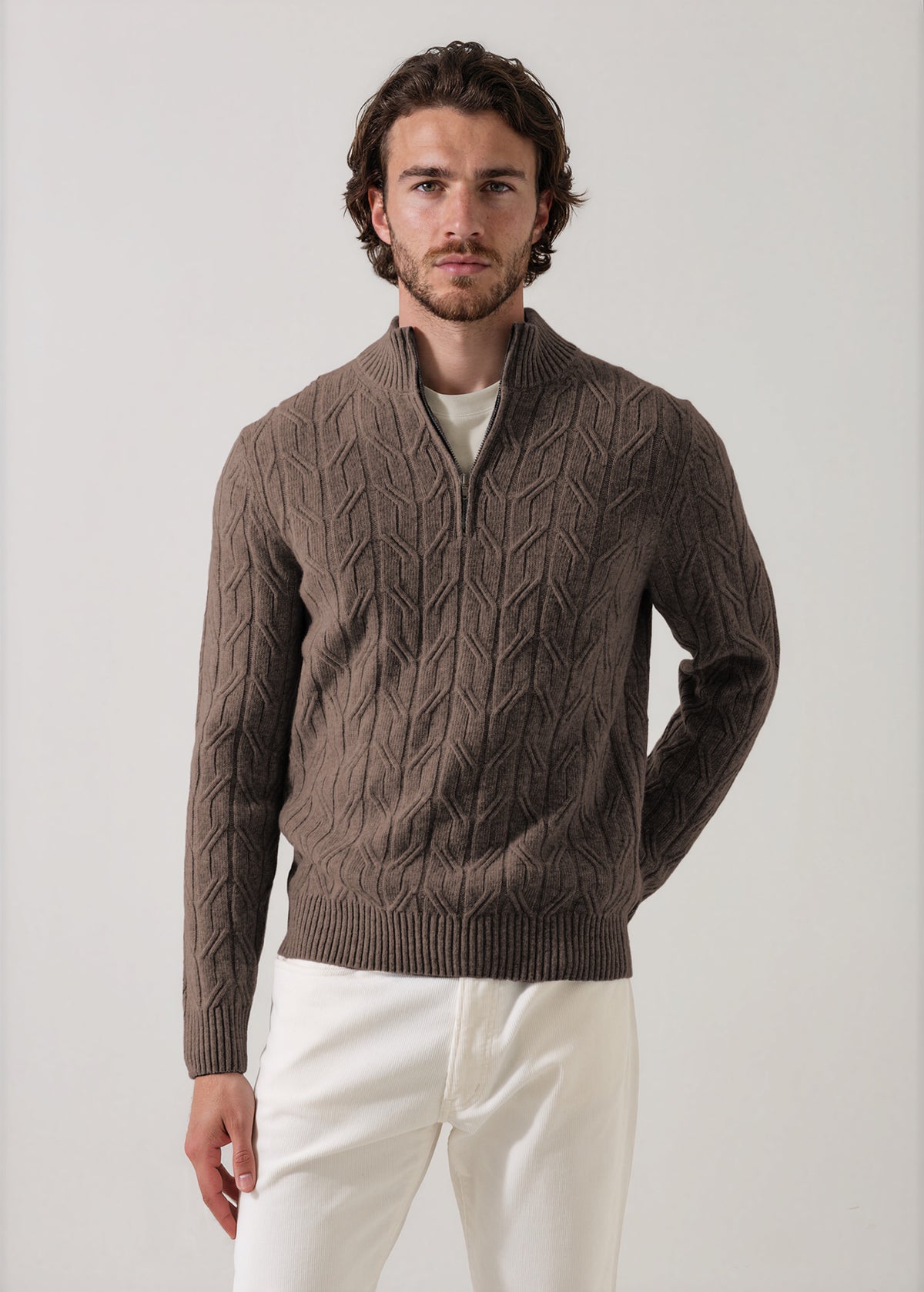Merino Wool Cable Quarter Zip