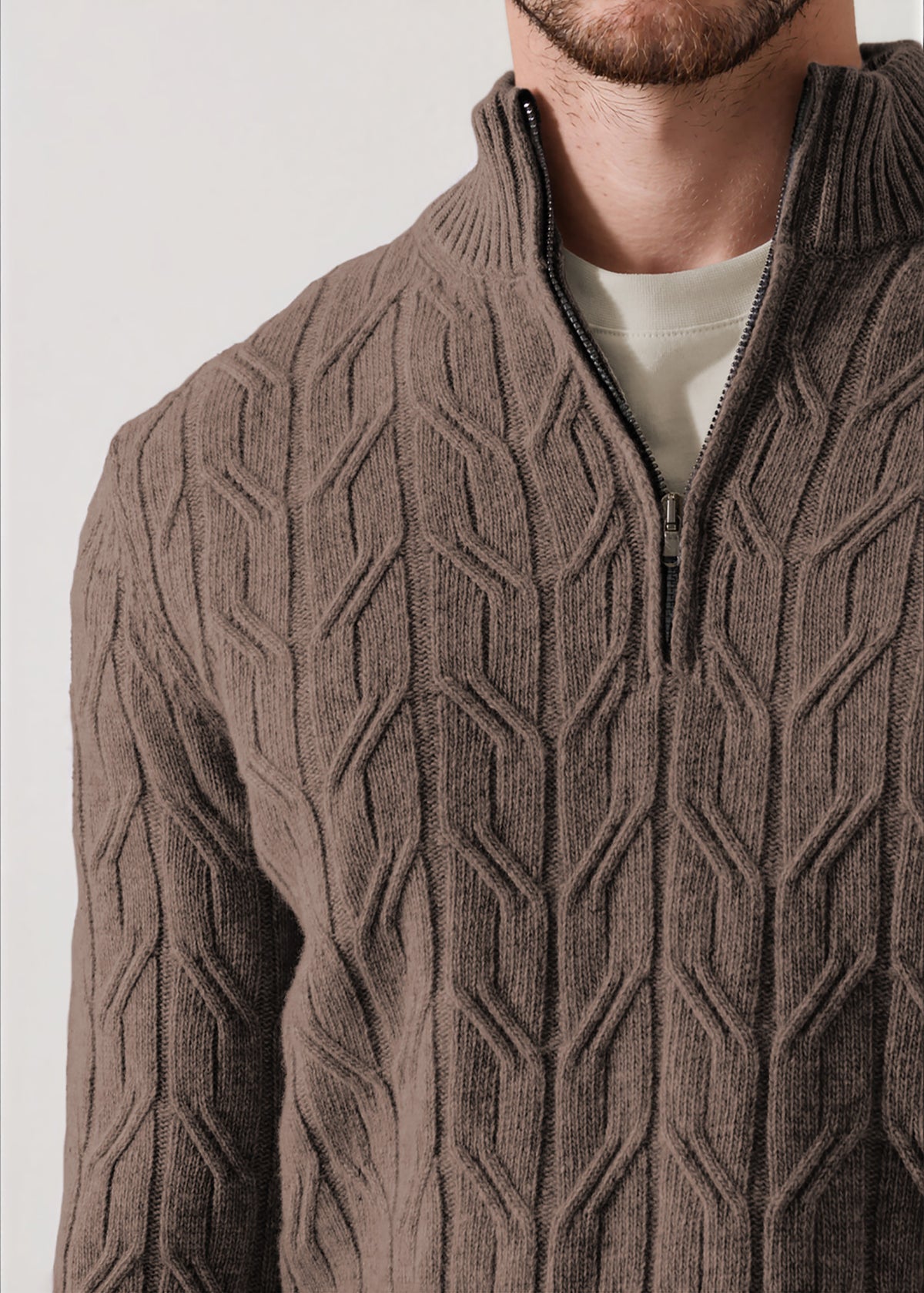 Merino Wool Cable Quarter Zip