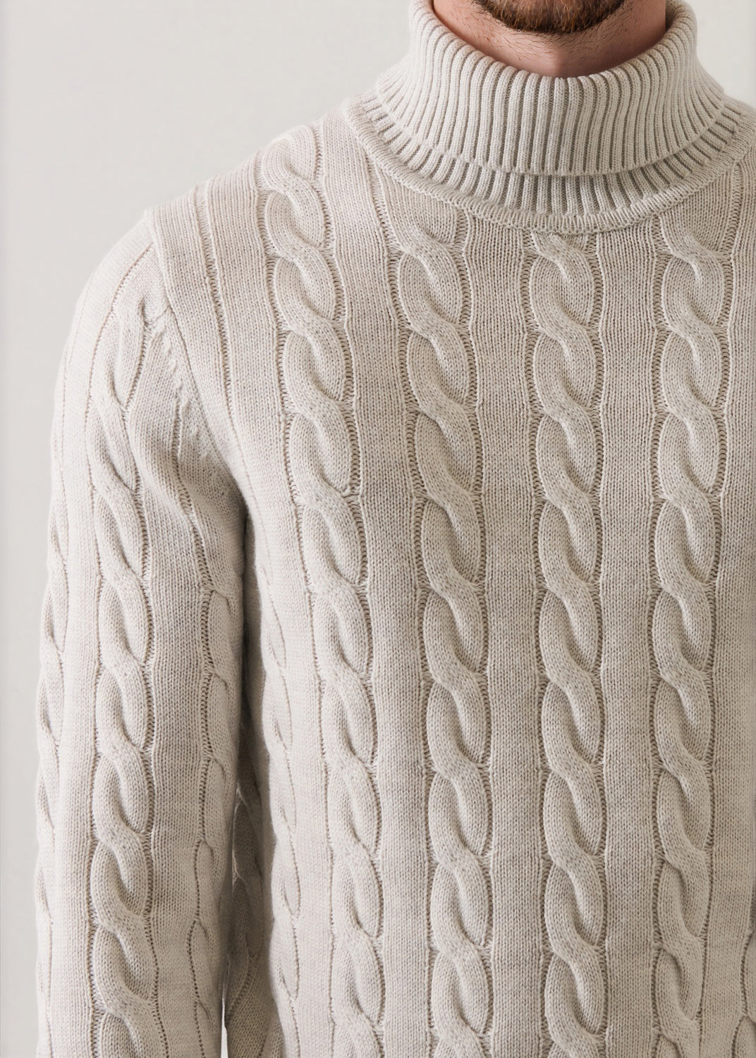 Merino Wool Cable Knit Turtleneck - PATRICK ASSARAF