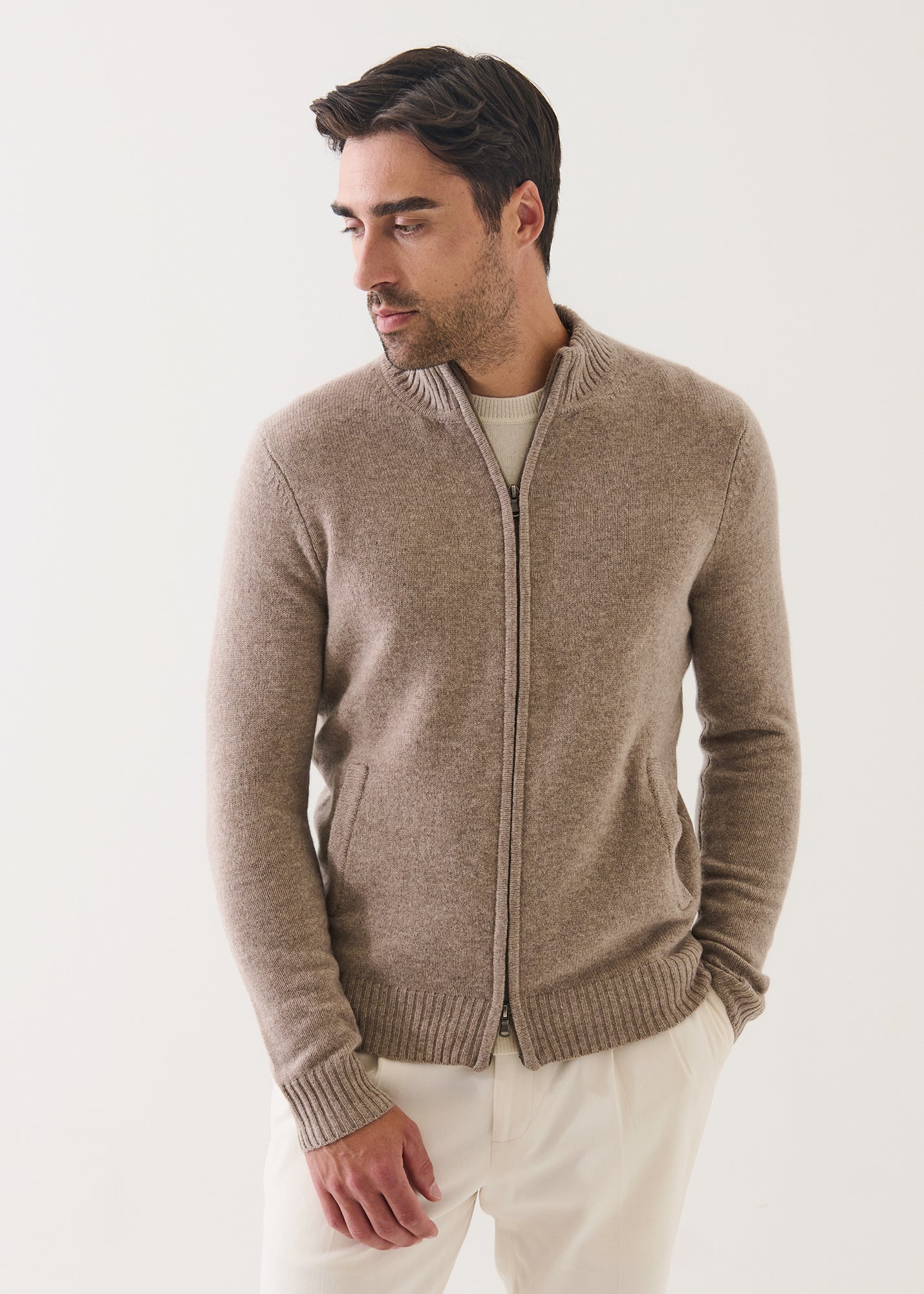 Superfine Lambswool Full Zip Cardigan