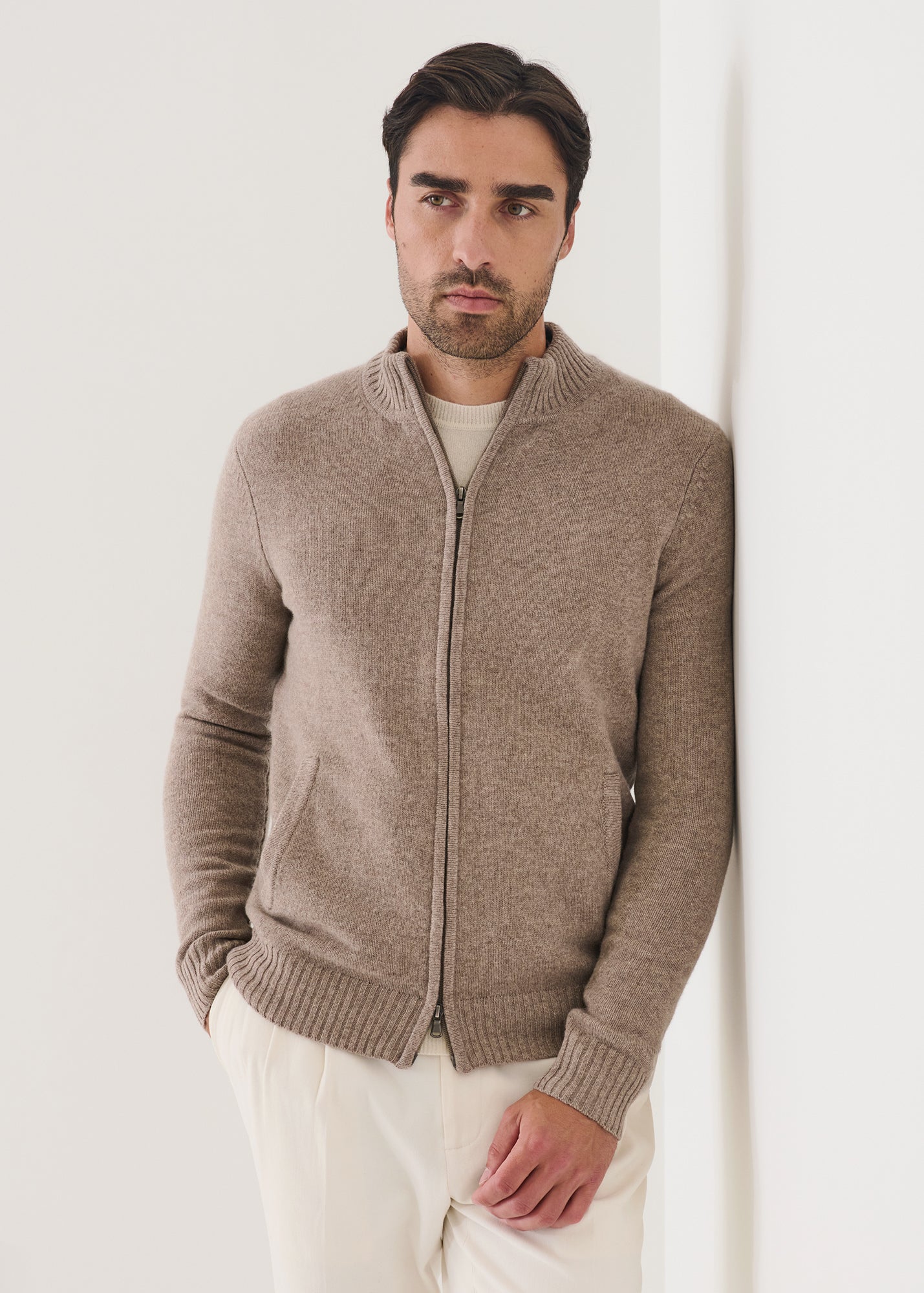 Superfine Lambswool Full Zip Cardigan