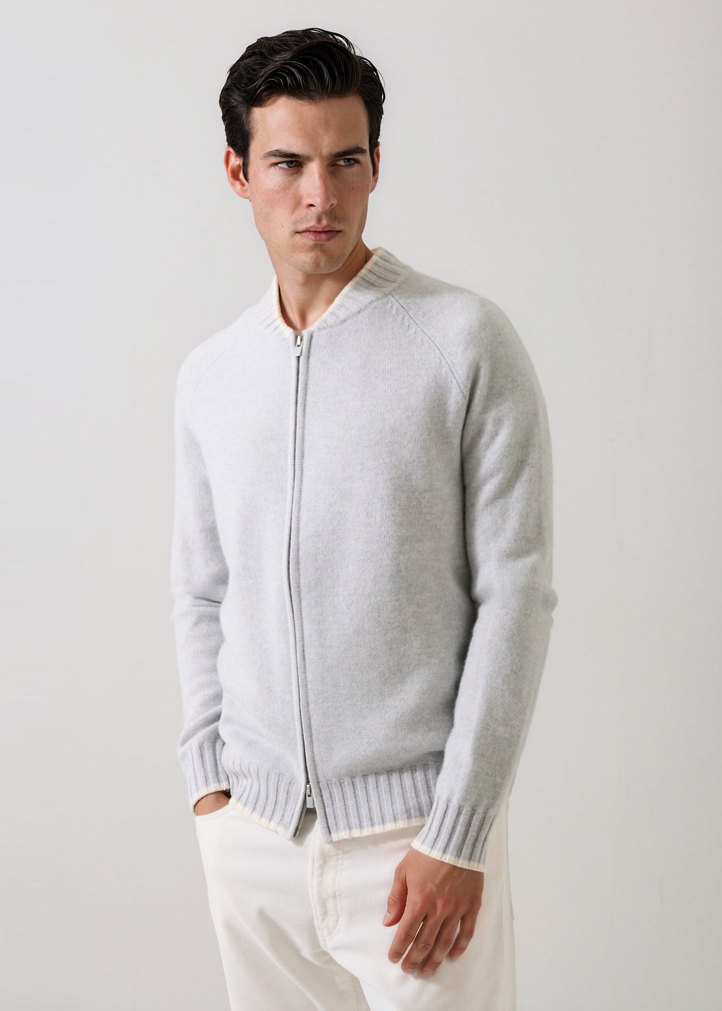 Superfine Lambswool Full Zip Baseball Bomber - PATRICK ASSARAF