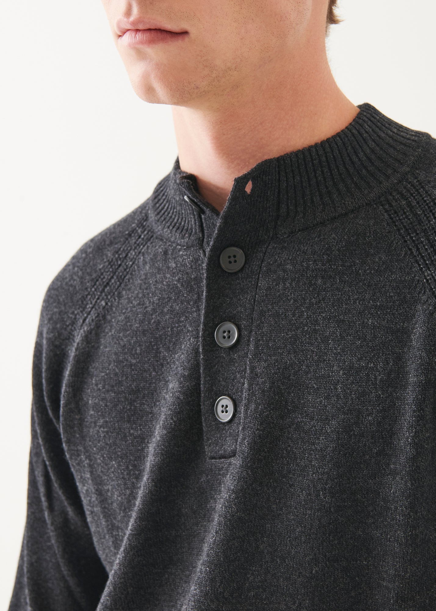 Merino Button Up Mock Neck Sweater - PATRICK ASSARAF