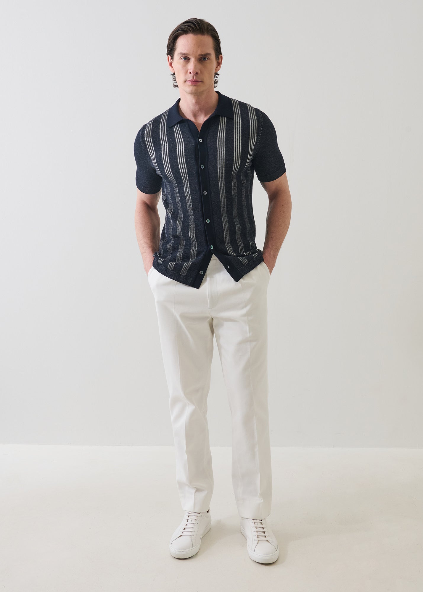 Cotton Textured Button Up Knit Shirt - PATRICK ASSARAF