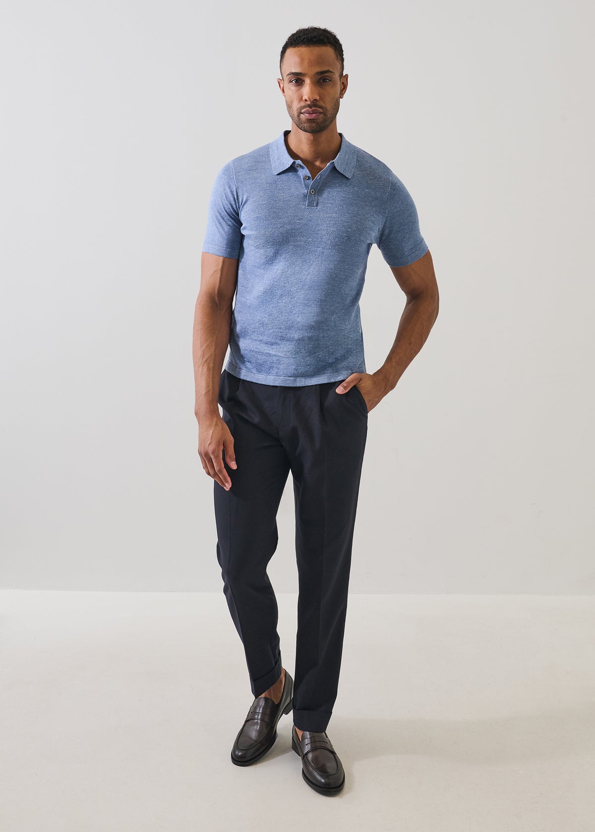 Linen Cotton Button Knit Polo - PATRICK ASSARAF