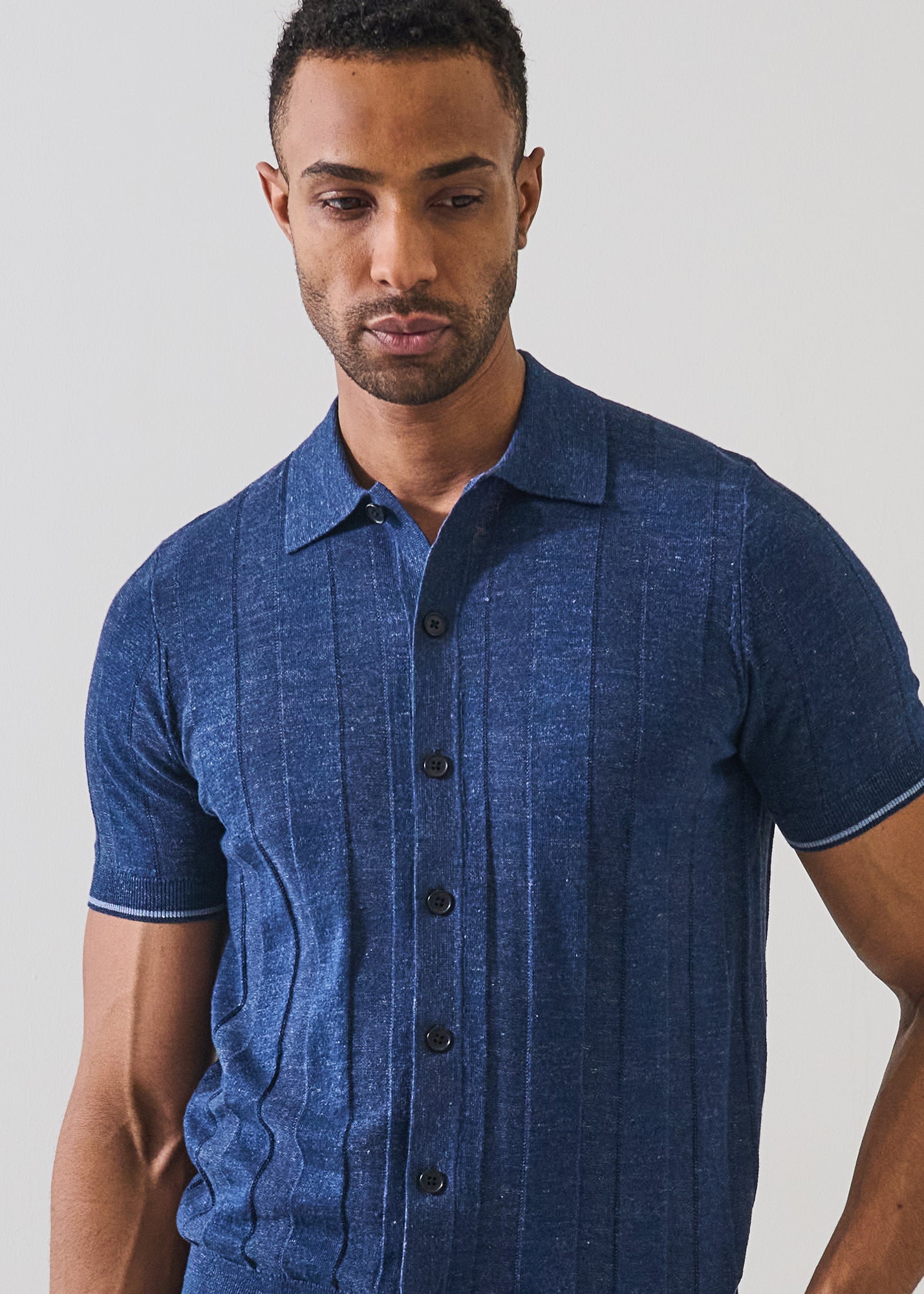 Linen Cotton Tipped Knit Shirt - PATRICK ASSARAF