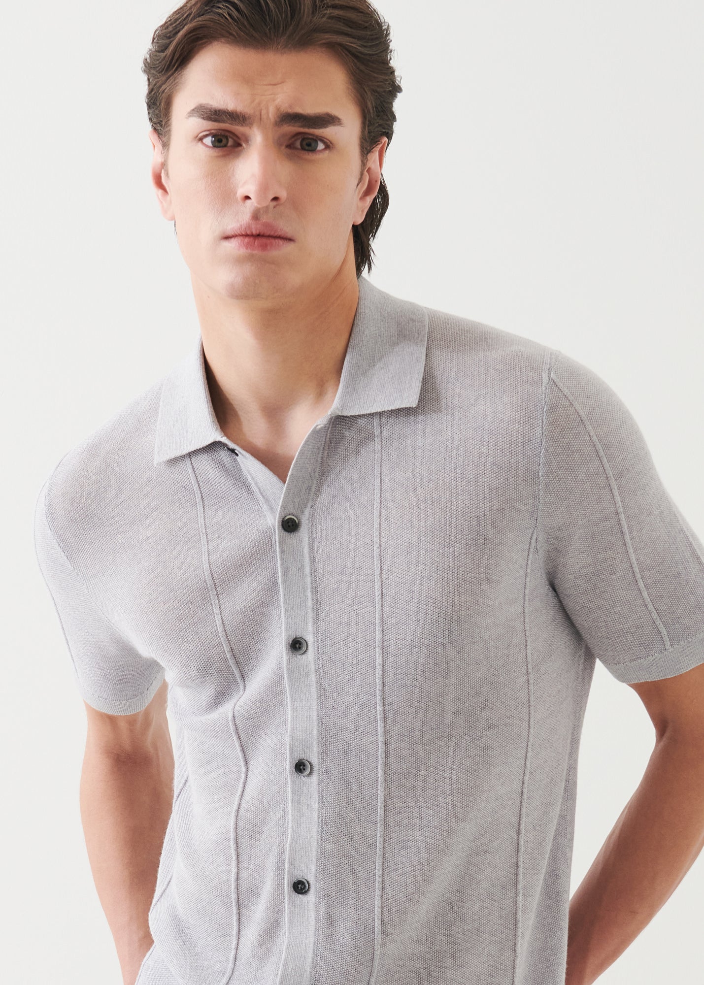 Merino Wool-Silk Blend Knit Button Up - PATRICK ASSARAF
