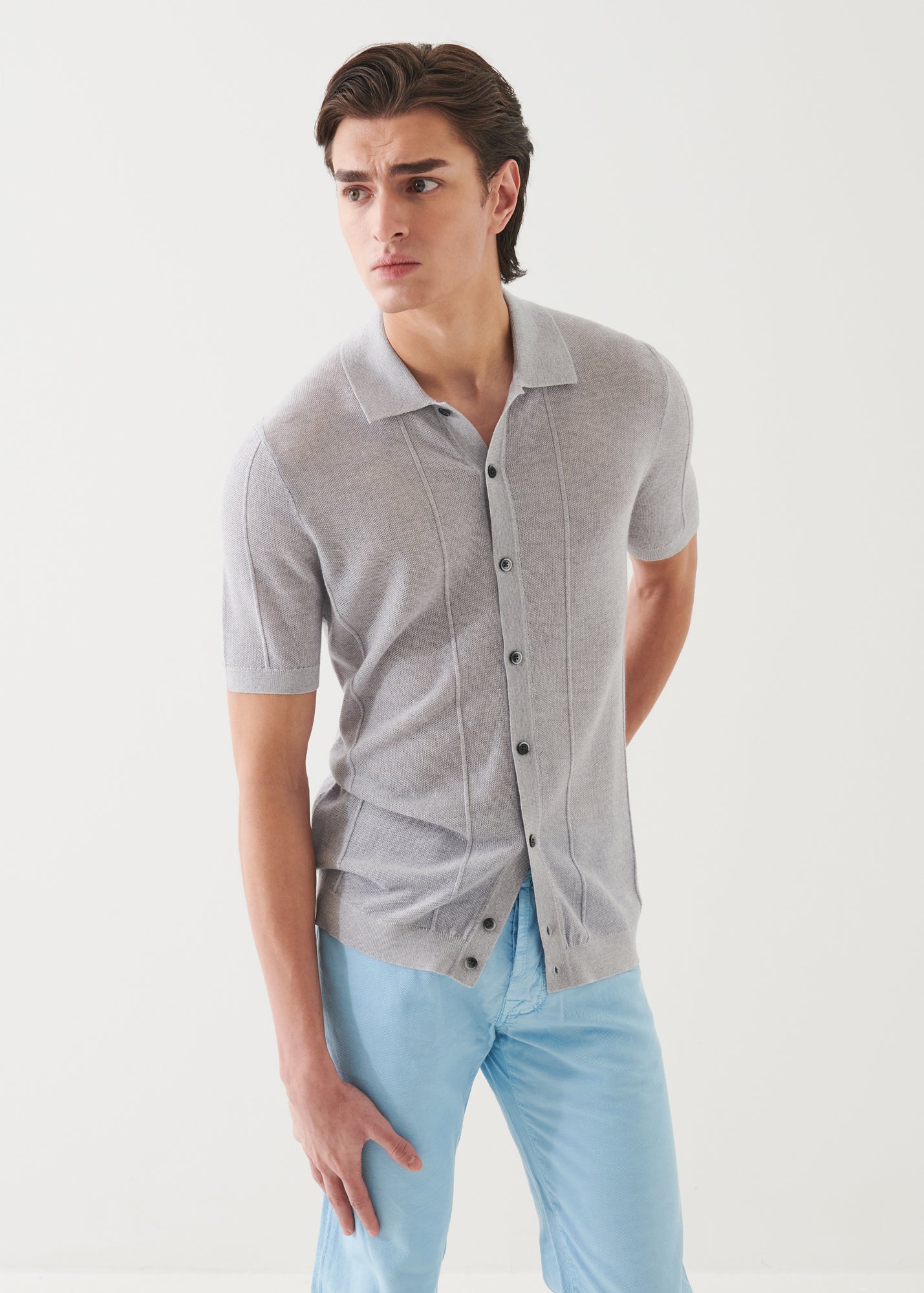 Merino Wool-Silk Blend Knit Button Up - PATRICK ASSARAF
