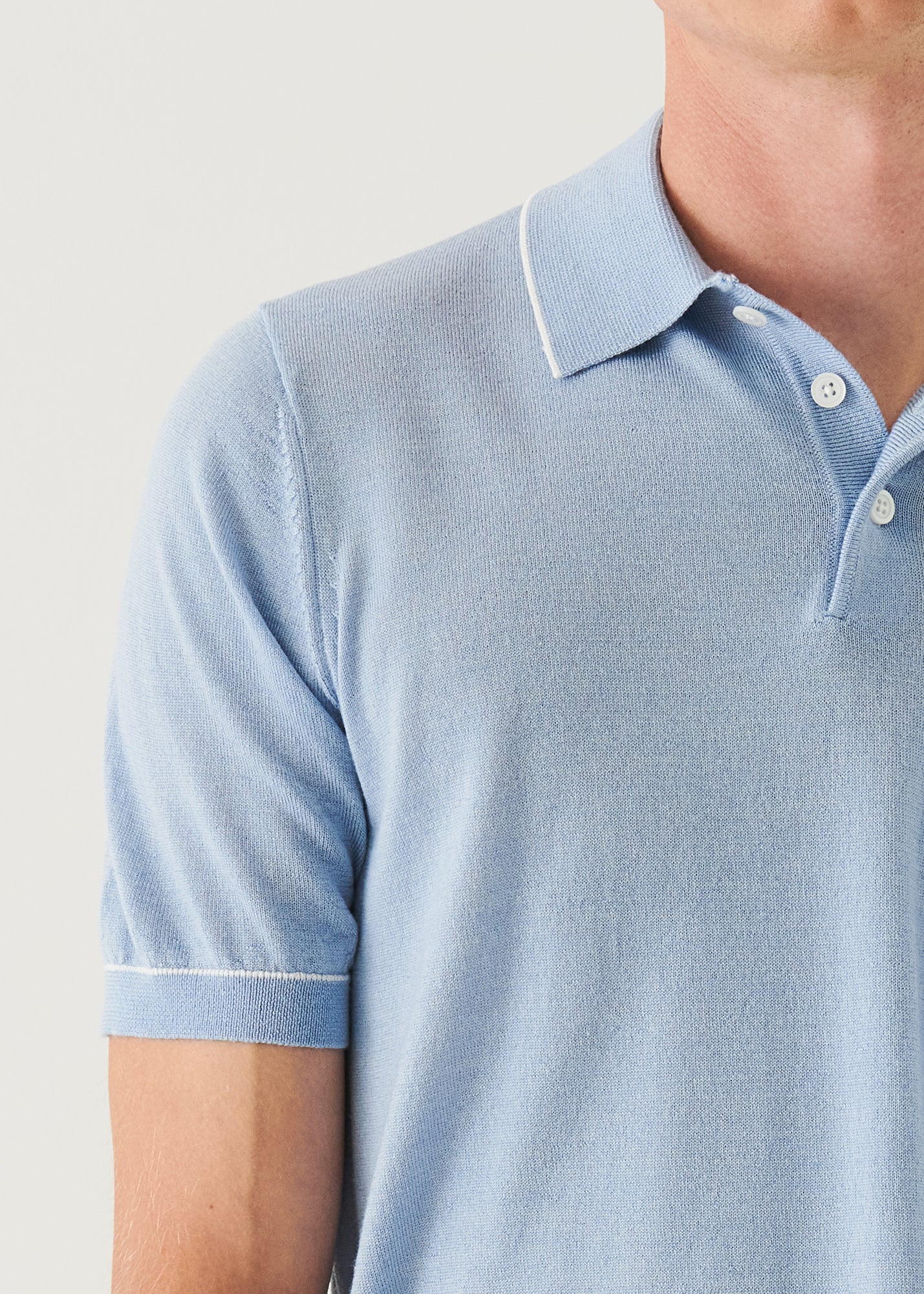 Merino Wool-Silk Blend Button Polo - PATRICK ASSARAF