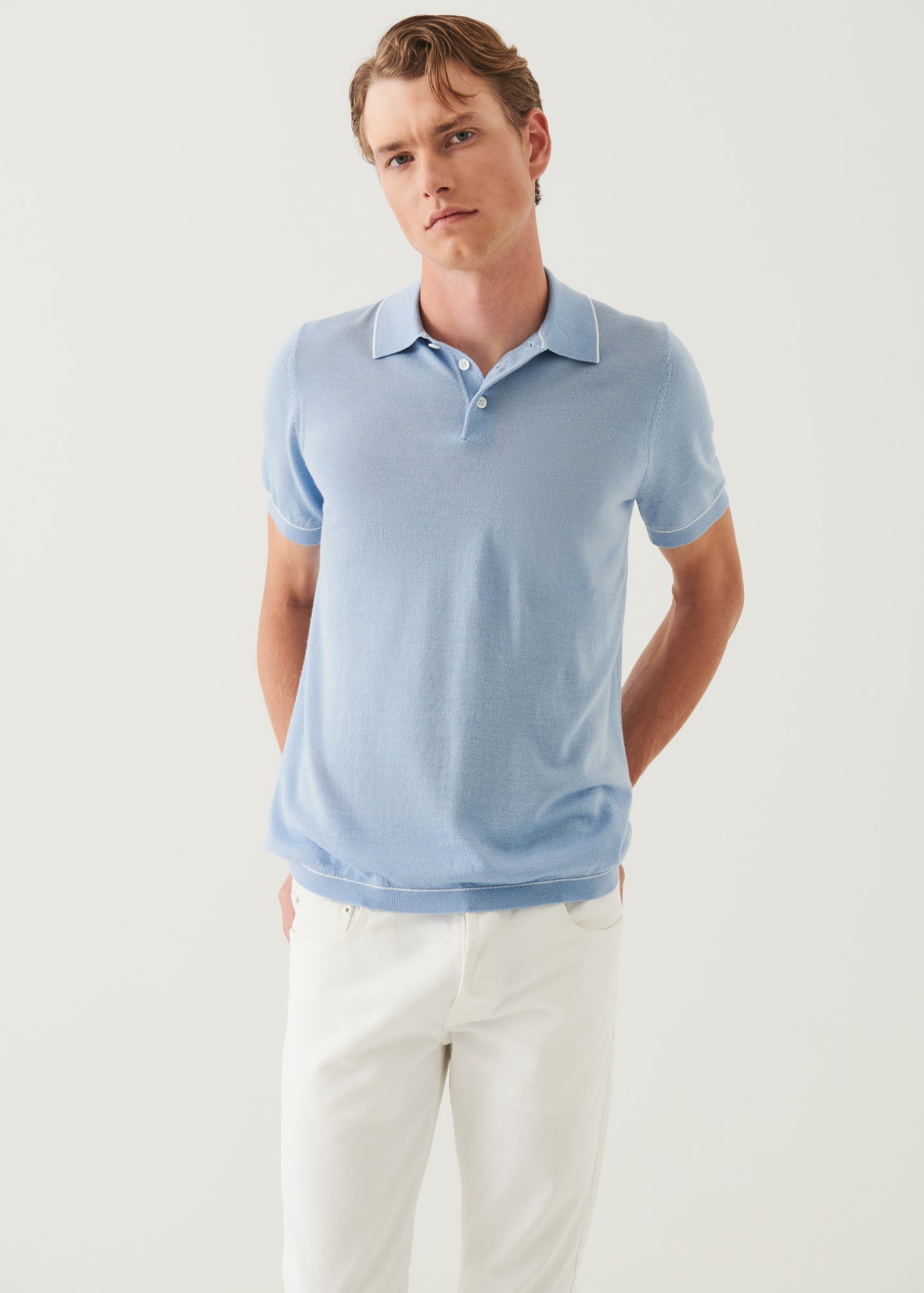 Merino Wool-Silk Blend Button Polo - PATRICK ASSARAF