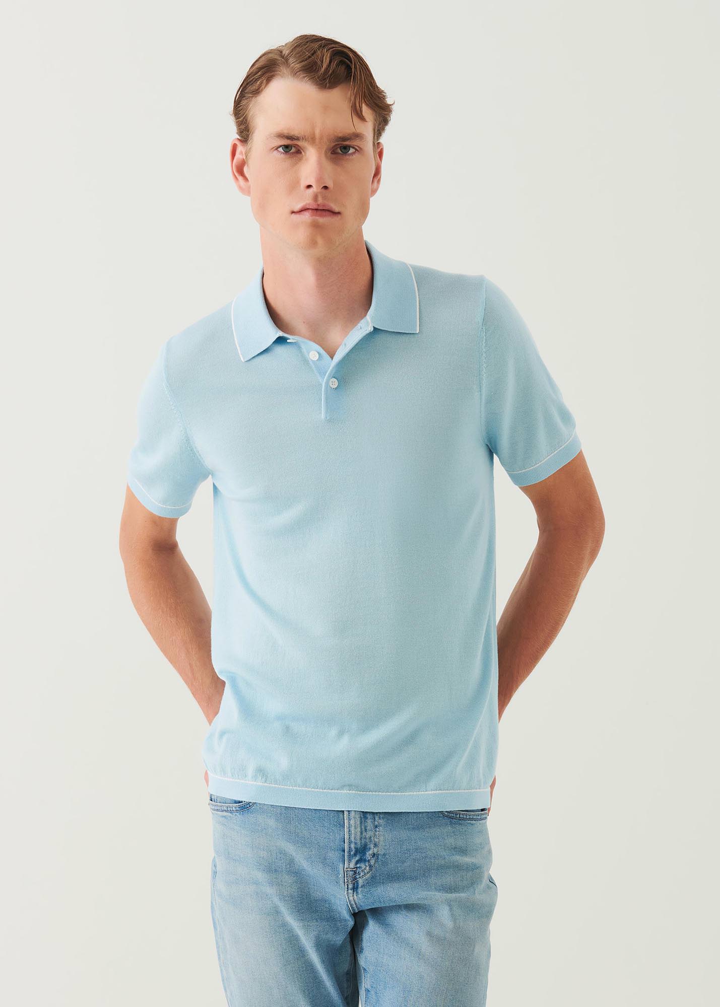 Merino Wool-Silk Blend Button Polo - PATRICK ASSARAF