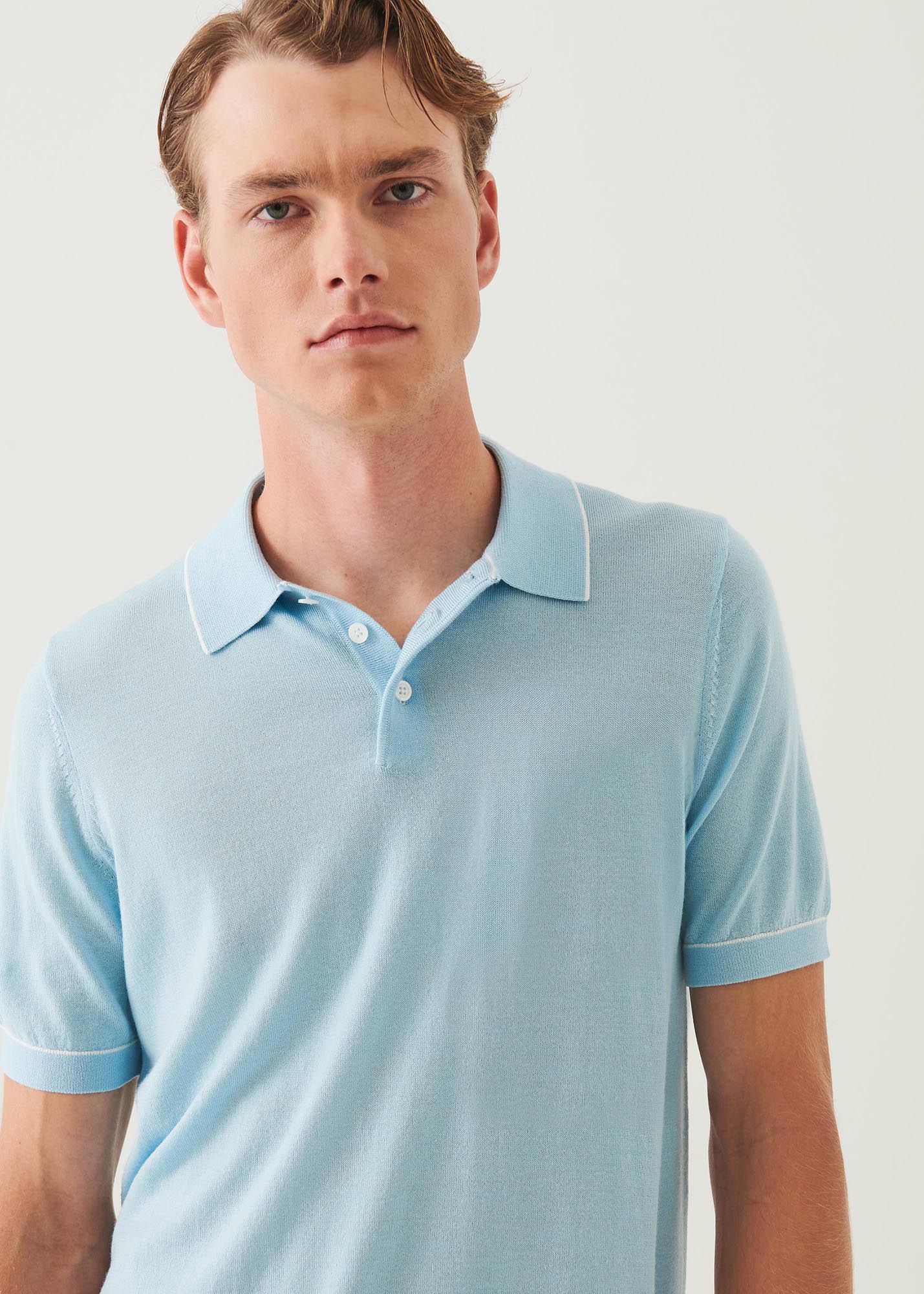 Merino Wool-Silk Blend Button Polo - PATRICK ASSARAF