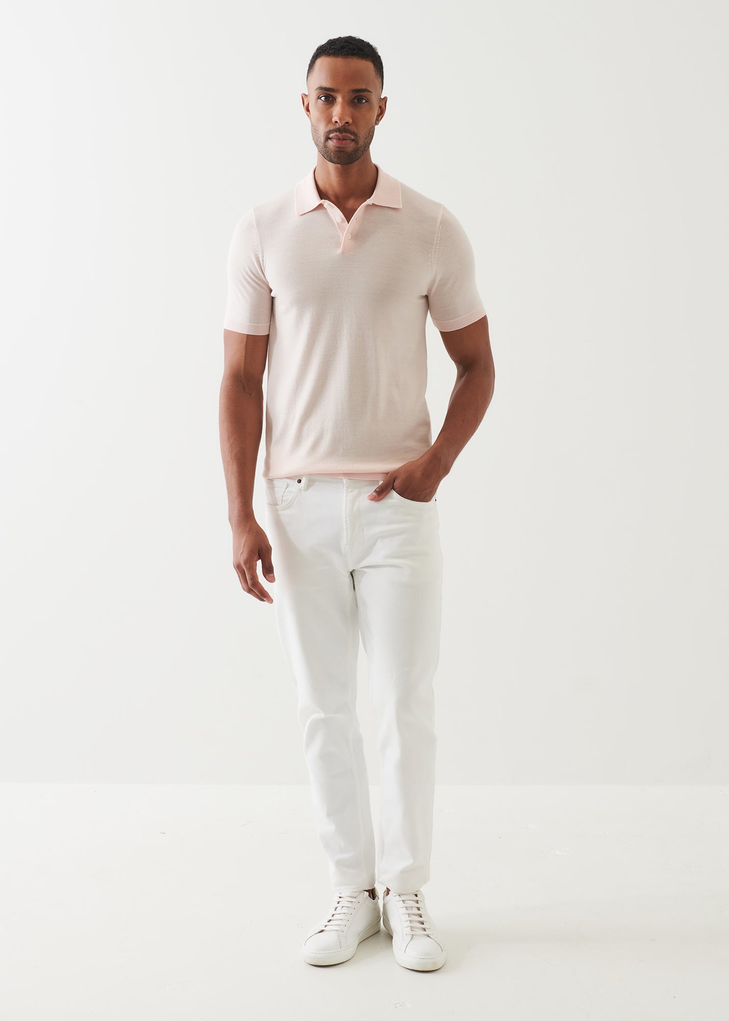 Merino Wool-Silk Blend Button Polo - PATRICK ASSARAF