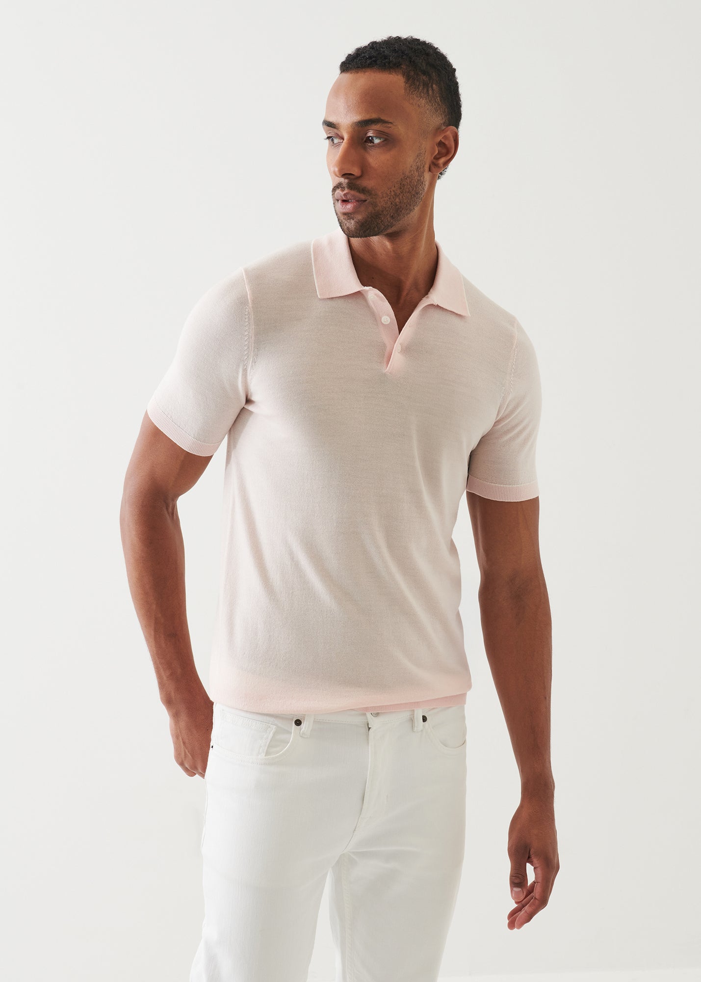 Merino Wool-Silk Blend Button Polo - PATRICK ASSARAF