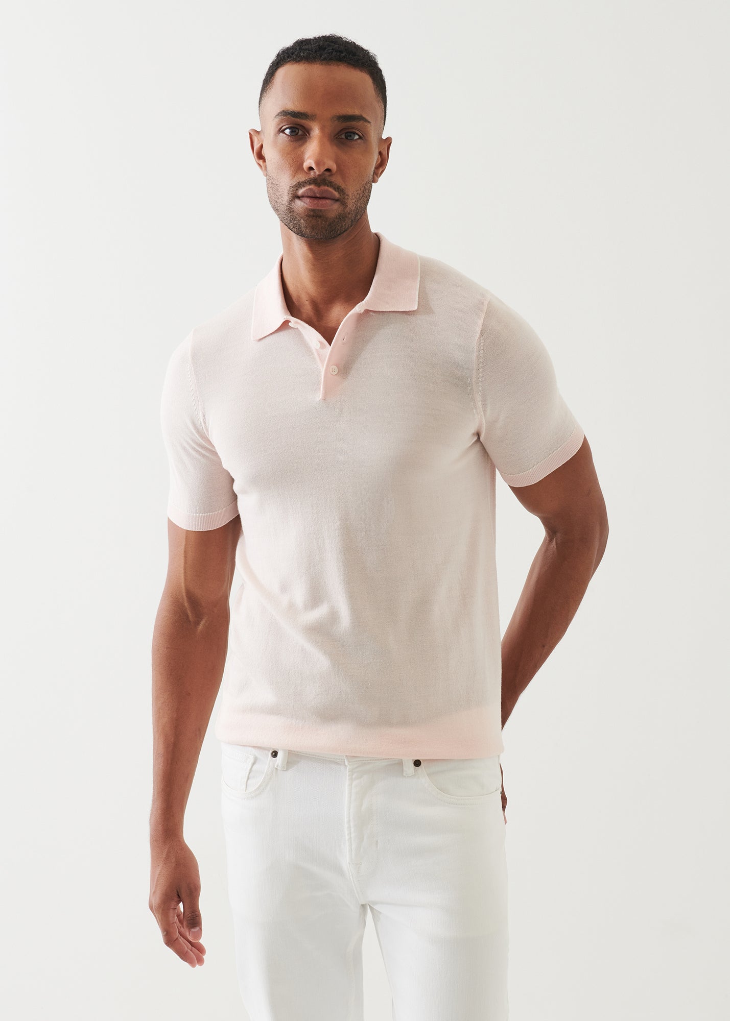 Merino Wool-Silk Blend Button Polo - PATRICK ASSARAF