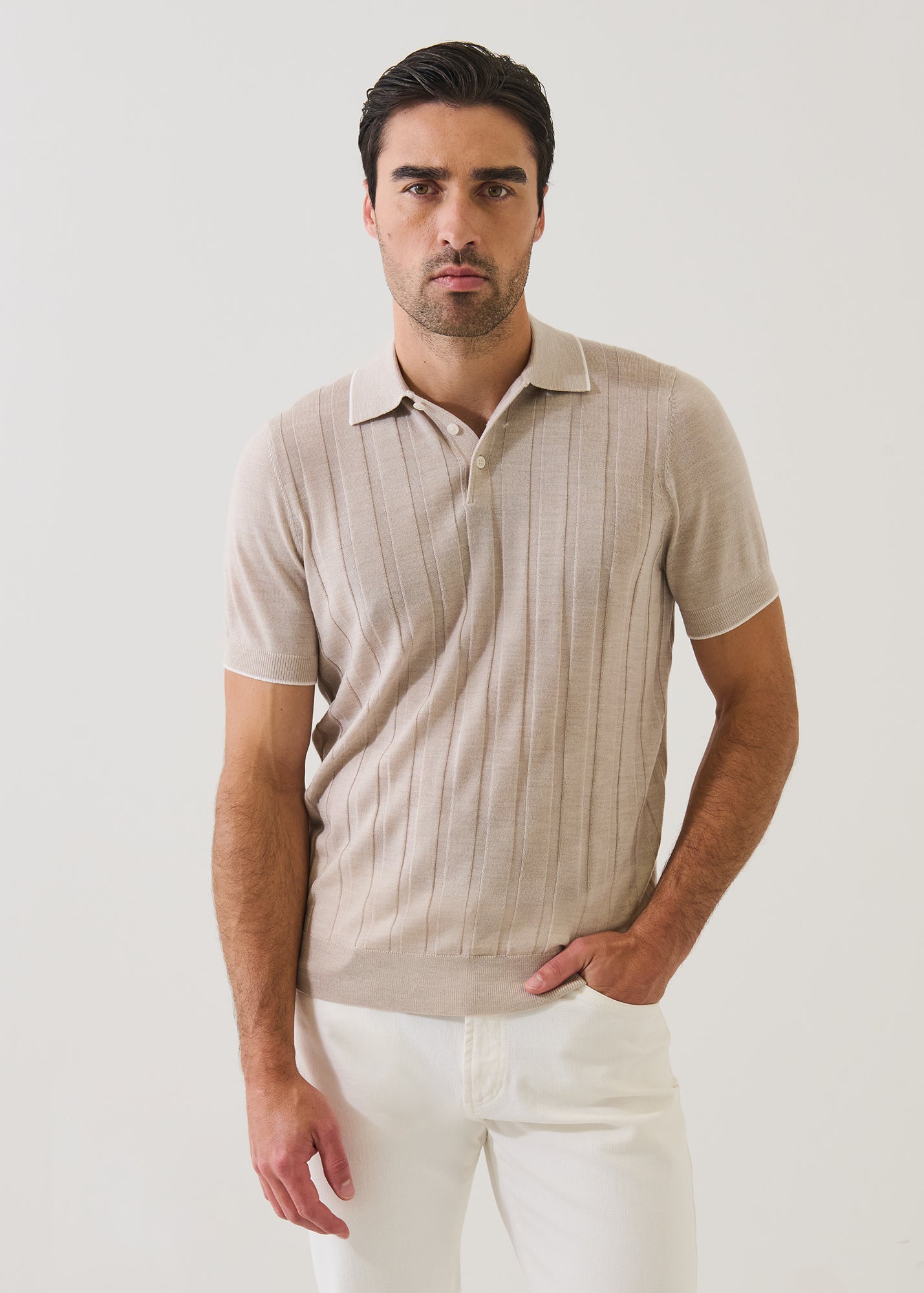 Merino Wool-Silk Drop Needle Tipped Polo