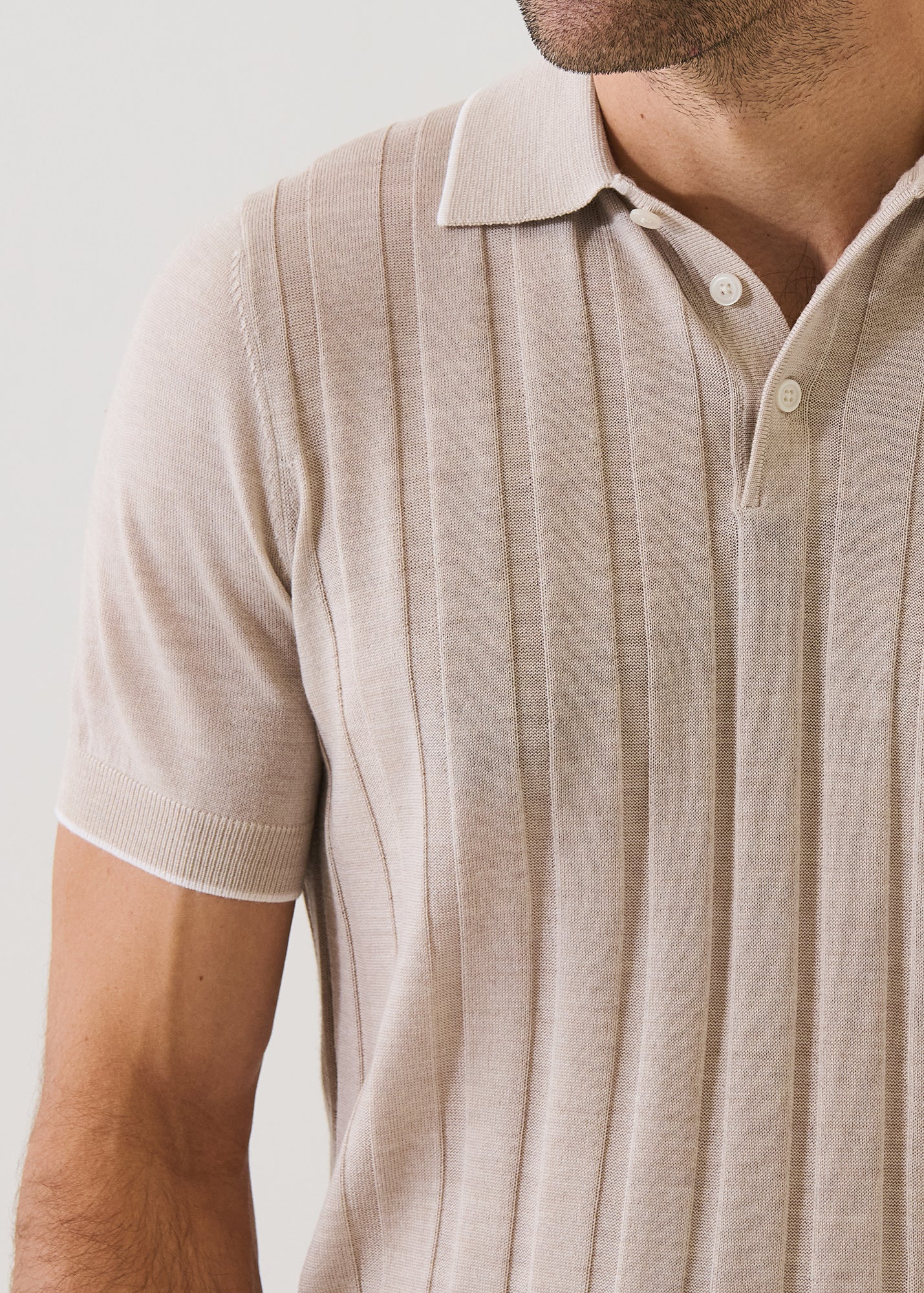 Merino Wool-Silk Drop Needle Tipped Polo