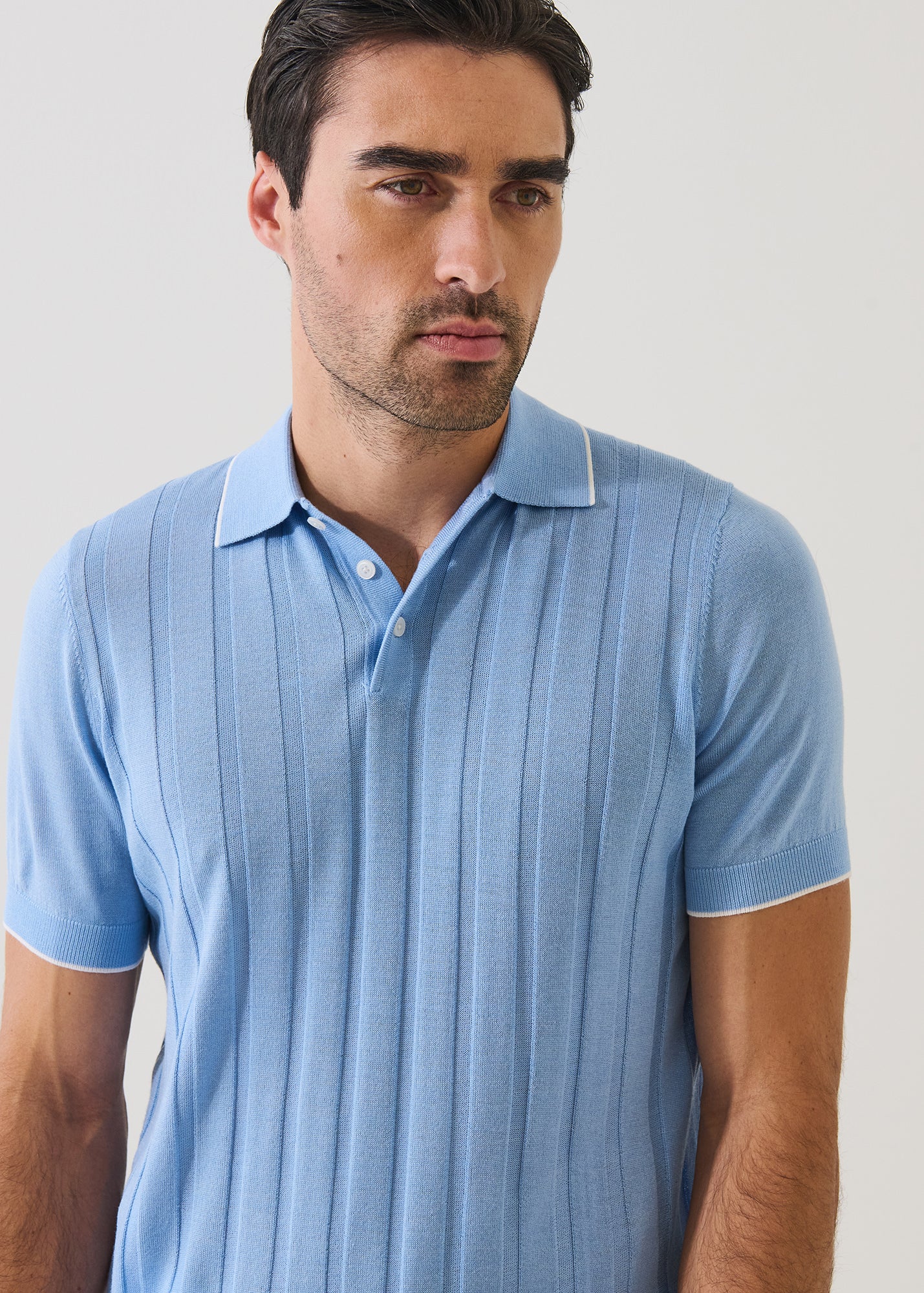 Merino Wool-Silk Drop Needle Tipped Polo