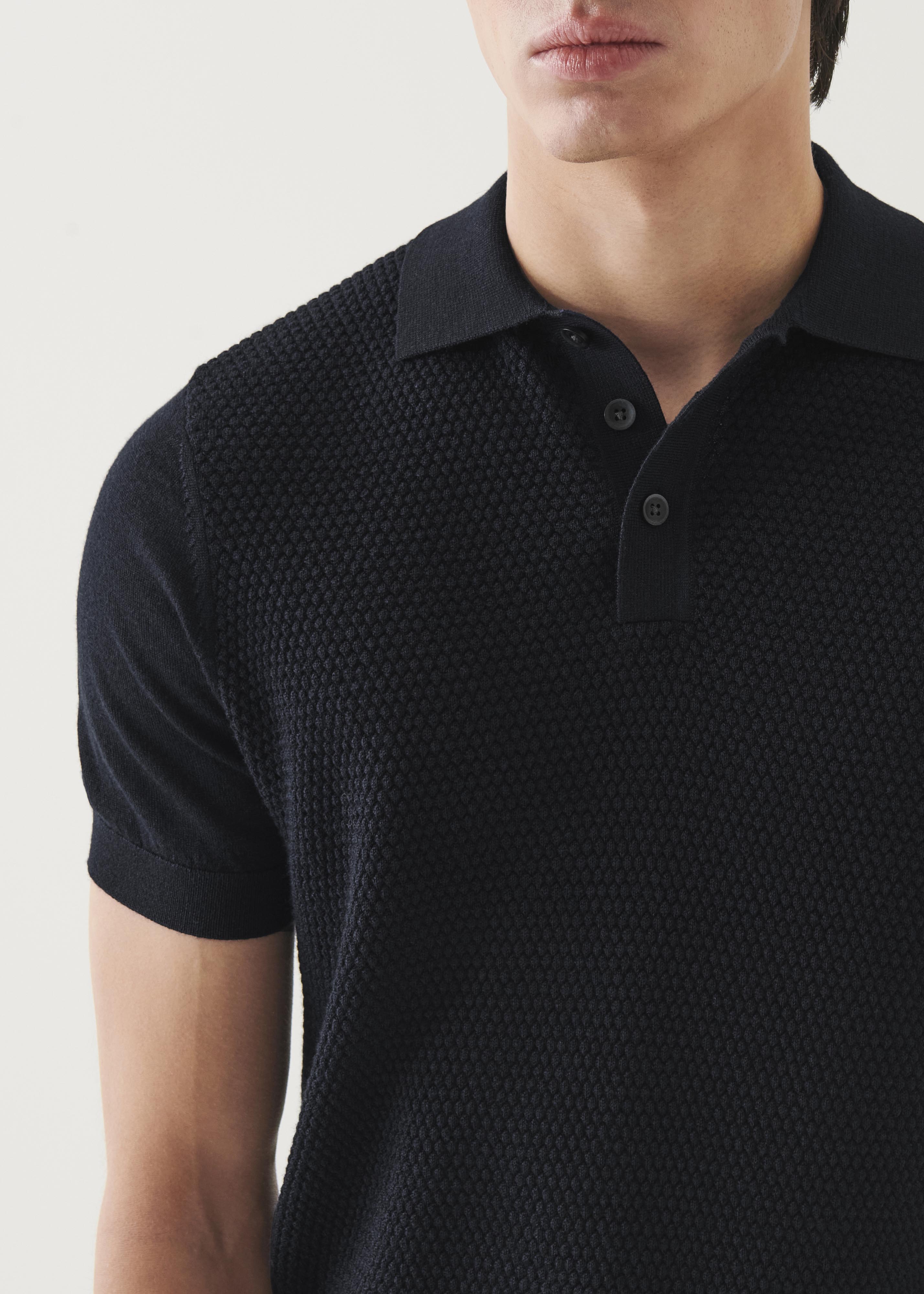 Merino Wool-Silk Blend Textured Polo - PATRICK ASSARAF