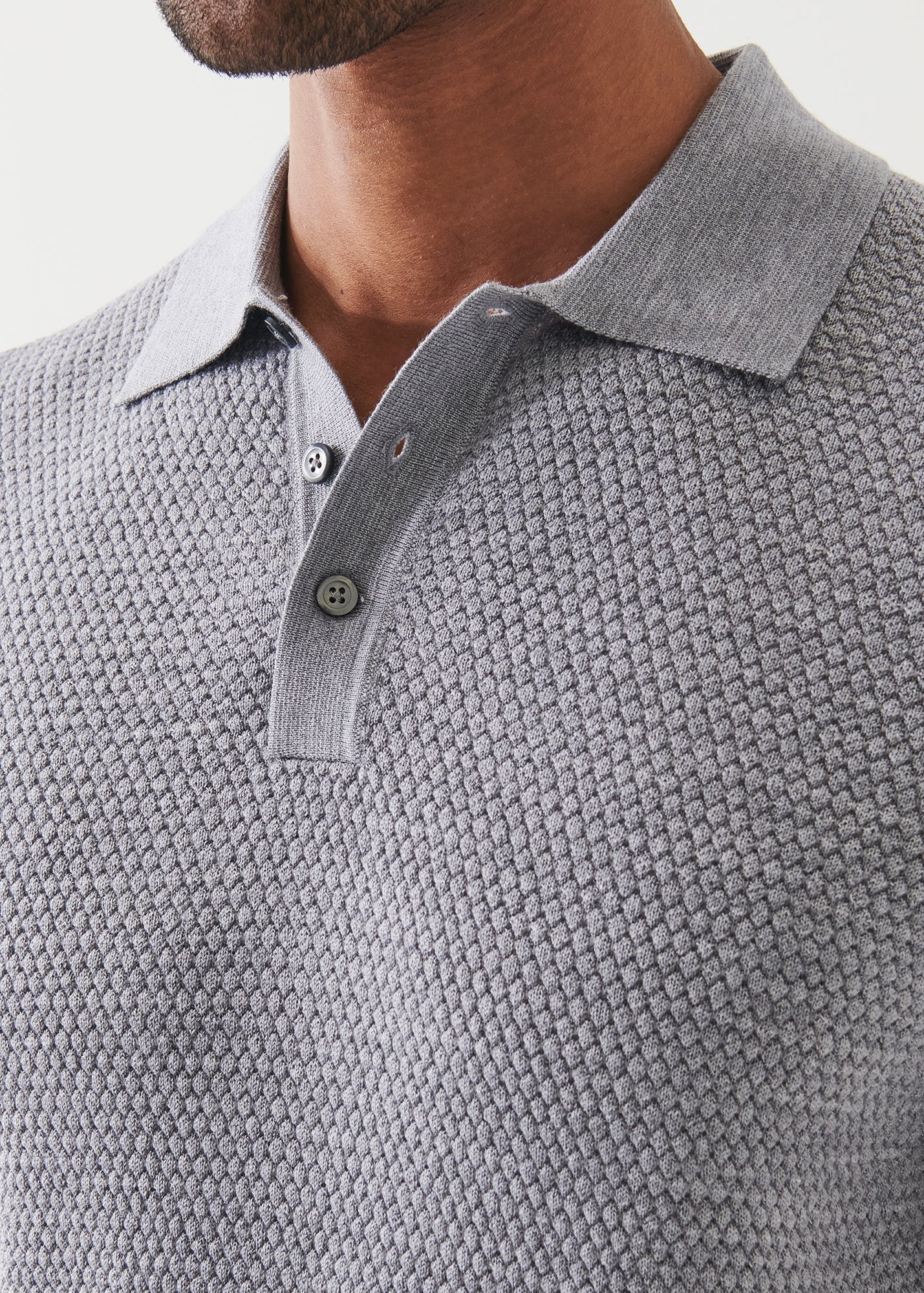 Merino Wool-Silk Blend Textured Polo - PATRICK ASSARAF