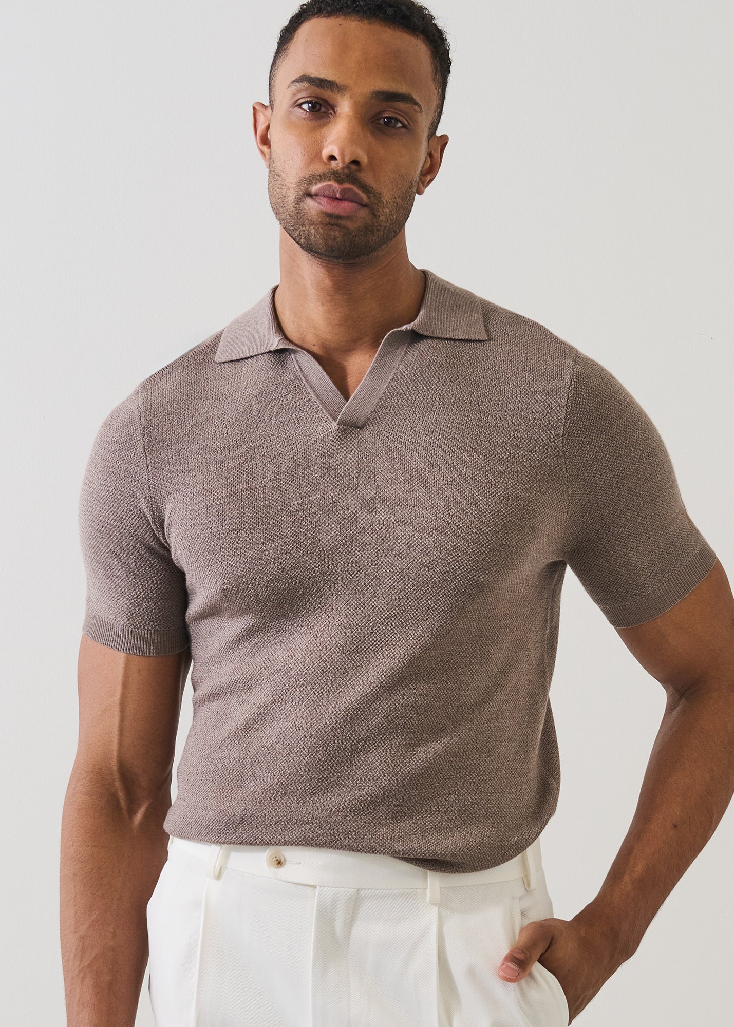 Merino Wool-Silk Birds-Eye Stitch Polo - PATRICK ASSARAF