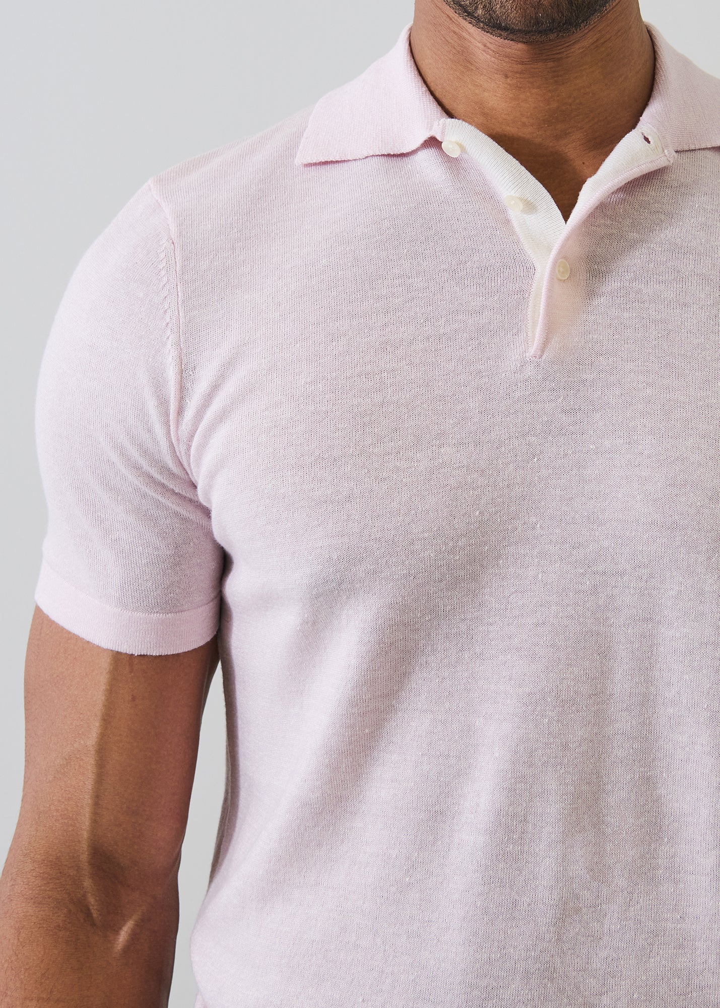 Merino Linen Contrast Placket Polo - PATRICK ASSARAF