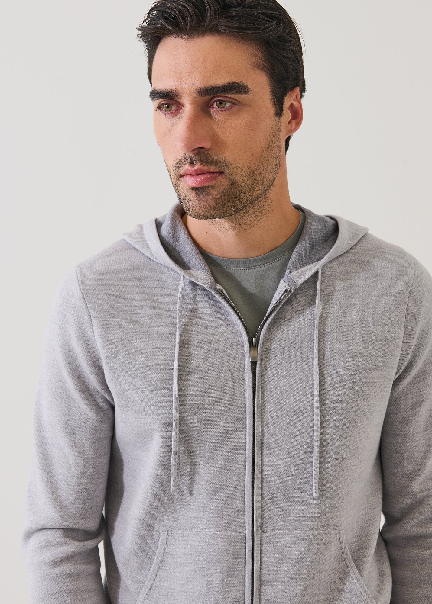 Double Face Merino Wool-Silk Full Zip Hoodie