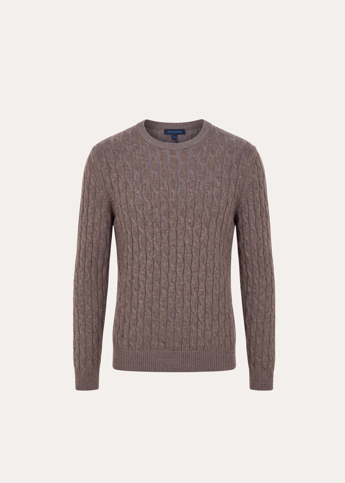 Plaited Wool Blend Cable Crew Neck