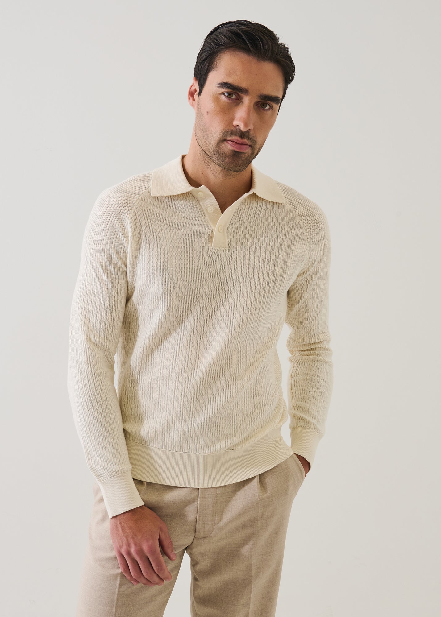 Cotton Blend Wide Rib Polo