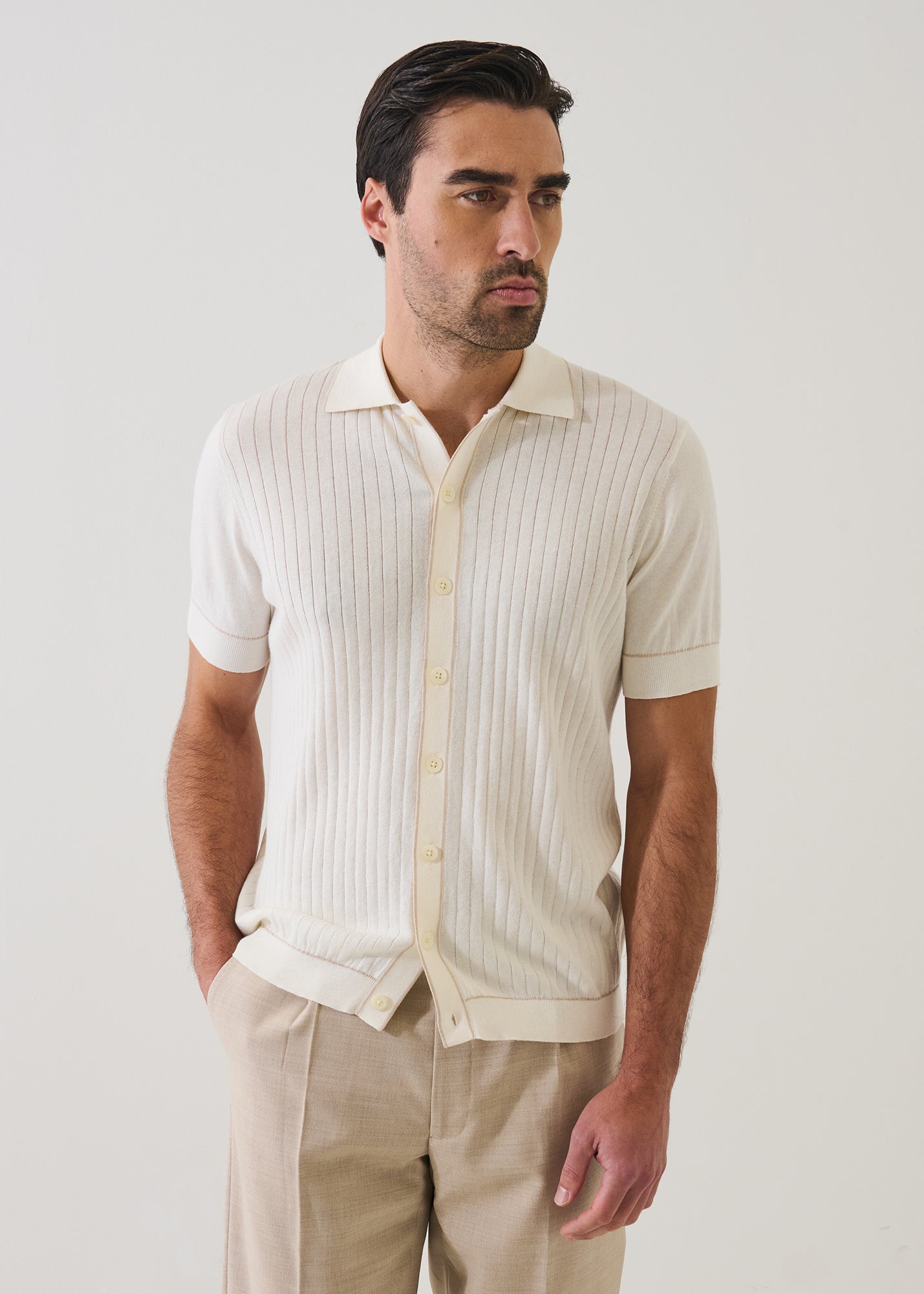 Cotton-Silk Tipped Short Sleeve Knit Shirt