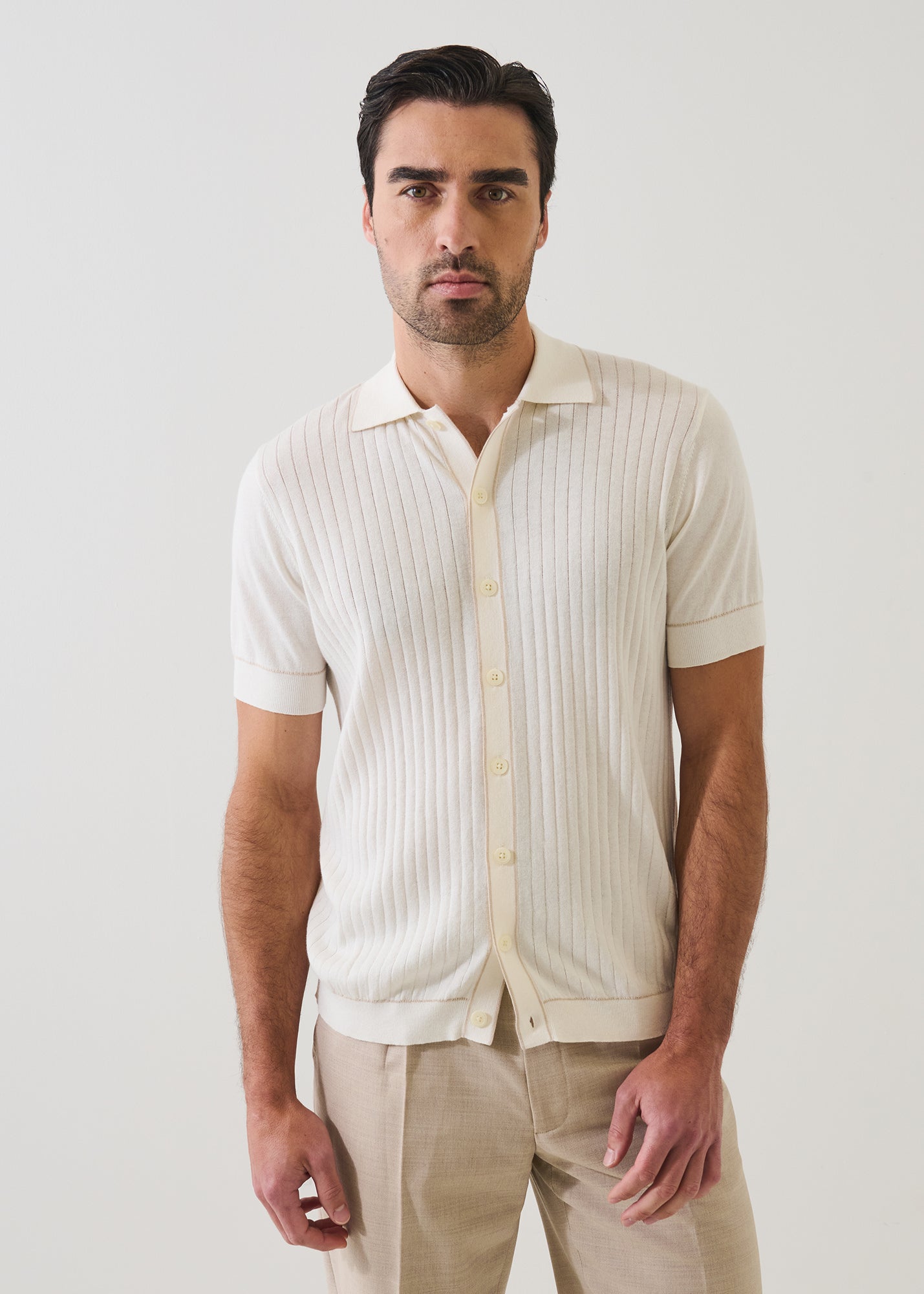 Cotton-Silk Tipped Short Sleeve Knit Shirt - PATRICK ASSARAF