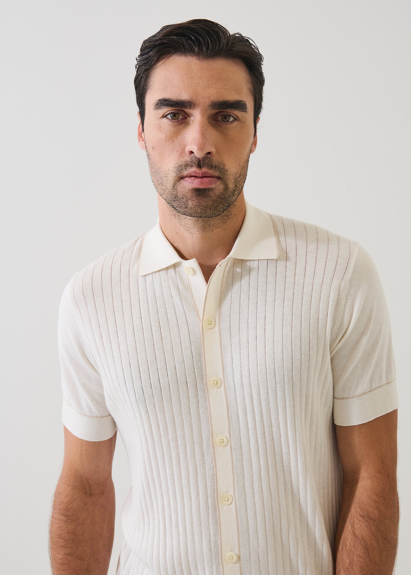 Cotton-Silk Tipped Short Sleeve Knit Shirt